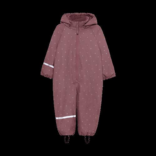 Celavi Rainwear Suit - AOP, w. fleece Rose Brown Rose Brown-90 cm  Lyserød  90 cm