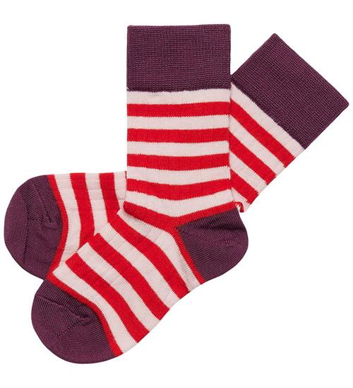 FUB Strømper - 2-pak - Uld - Violet/Classic Red