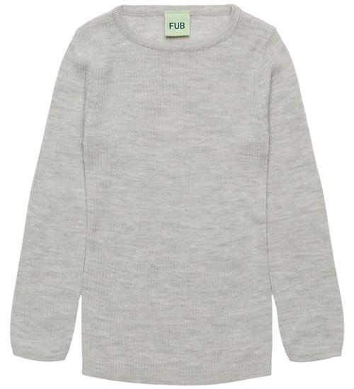 FUB Bluse - Rib - Uld - Light Grey Melange