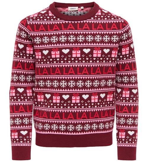 Kids Only Sweatshirt - Strik - KogxMas - Cabernet/Salsa/Sea Pink