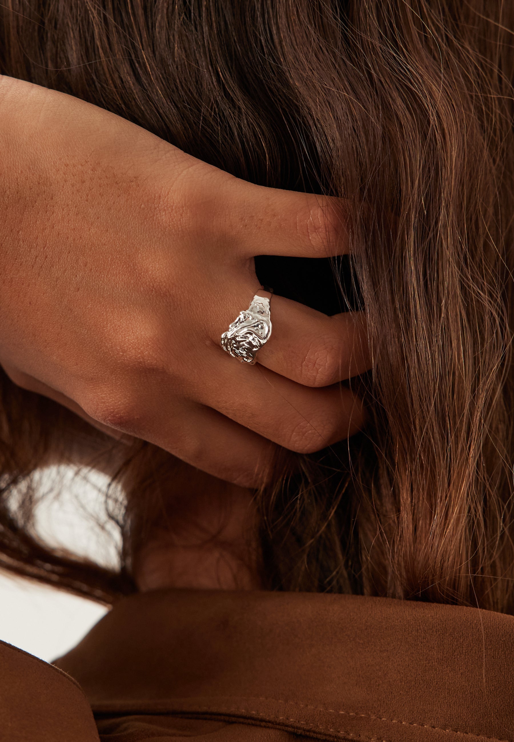 Pilgrim Blossom Organic Shaped Ring Si