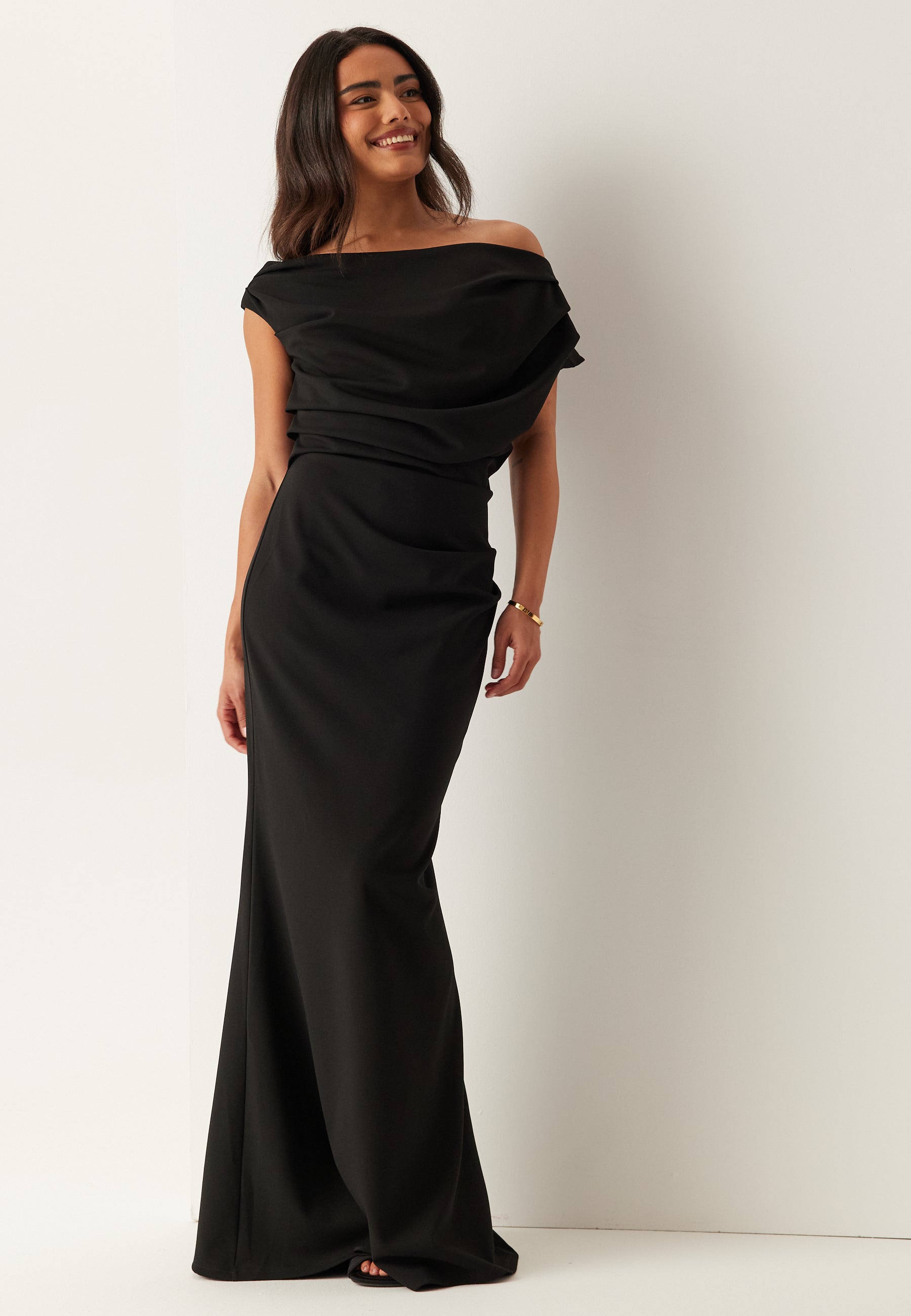 BUBBLEROOM OCCASION Asymmetric Draped Maxi Dress