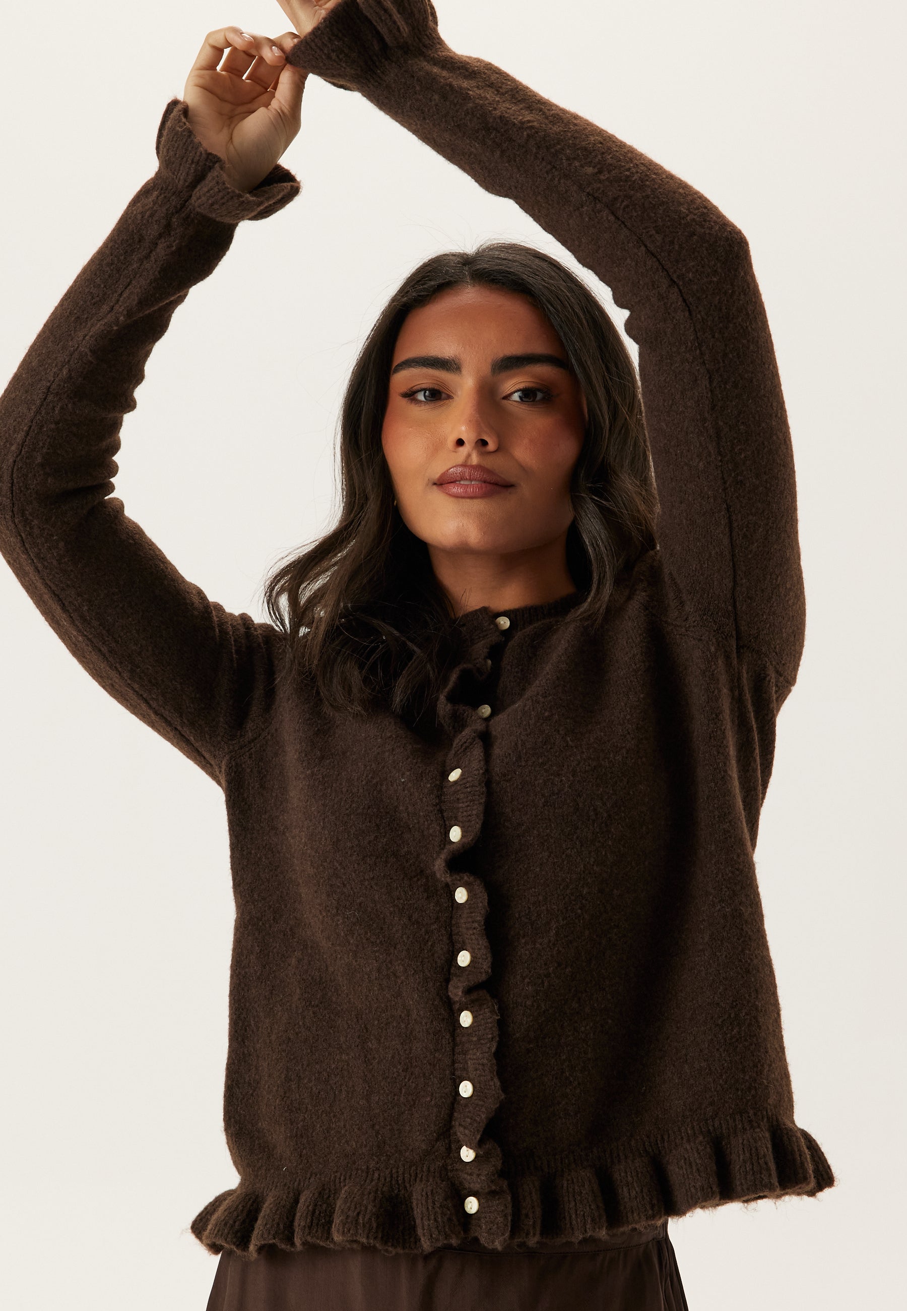 VILA Vijacia O-neck L/S FRILL KNIT