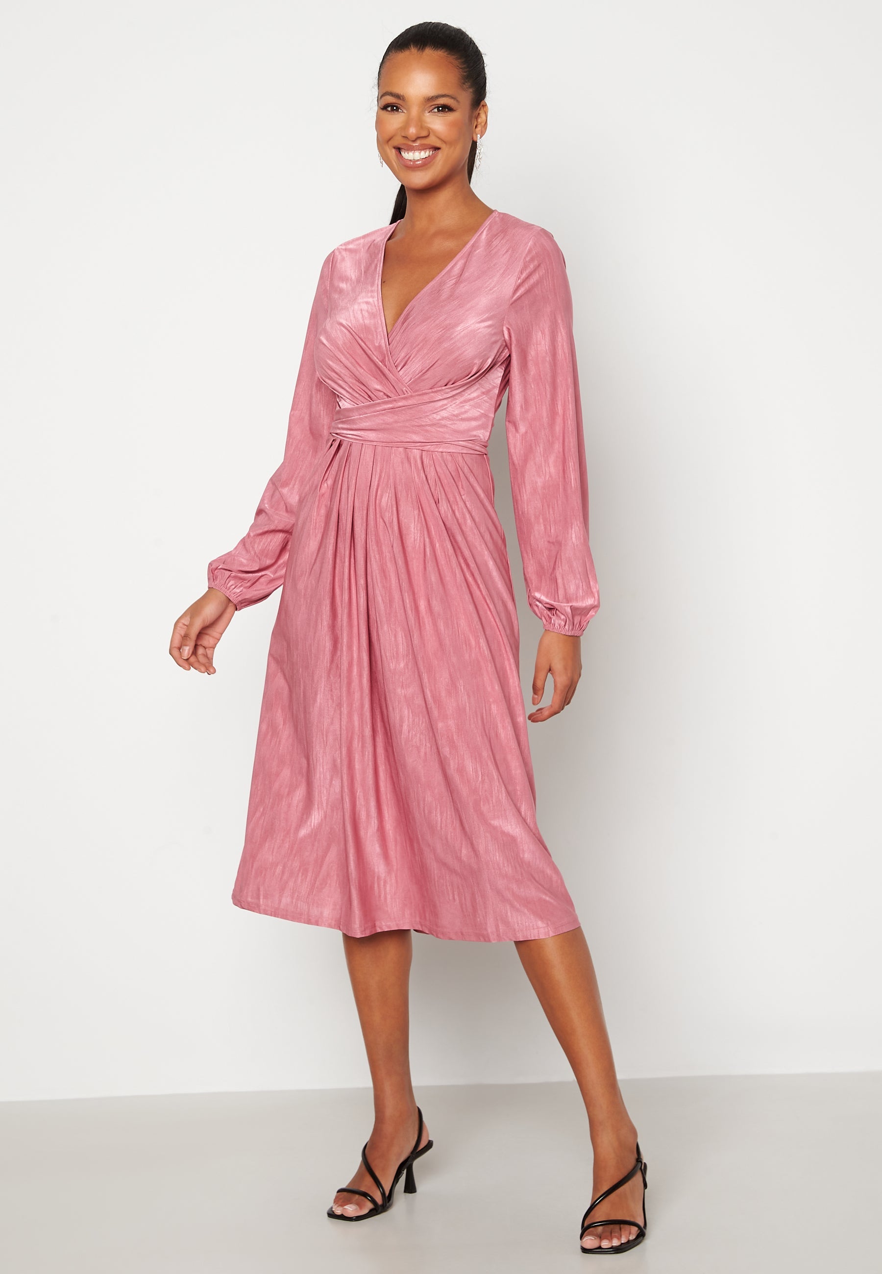 Bubbleroom Occasion Wrap Tie Midi Dress