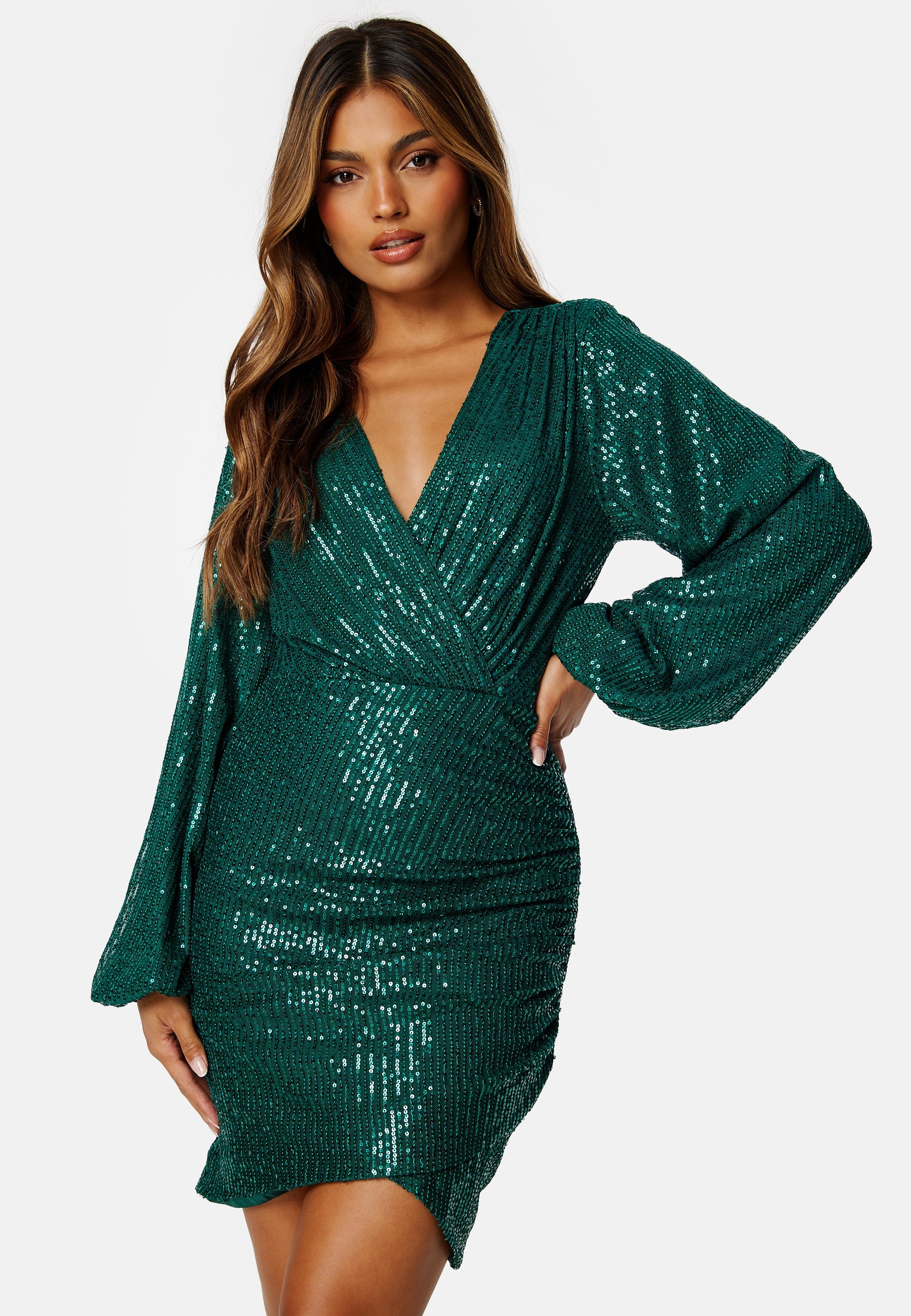 Bubbleroom Occasion Sequin Wrap Dress