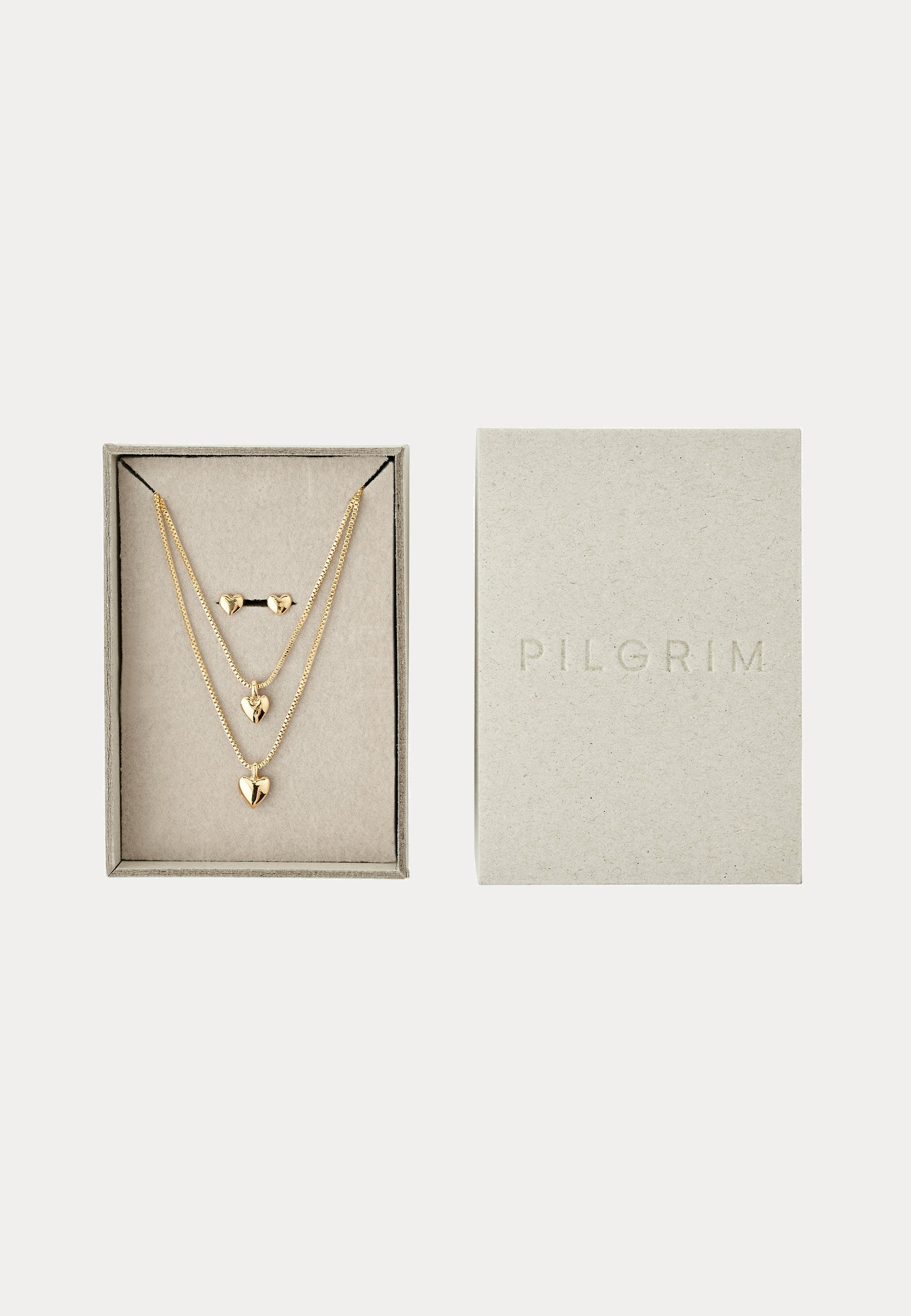 PILGRIM Penina Gift Set, Necklace & Earstuds, gold-plated