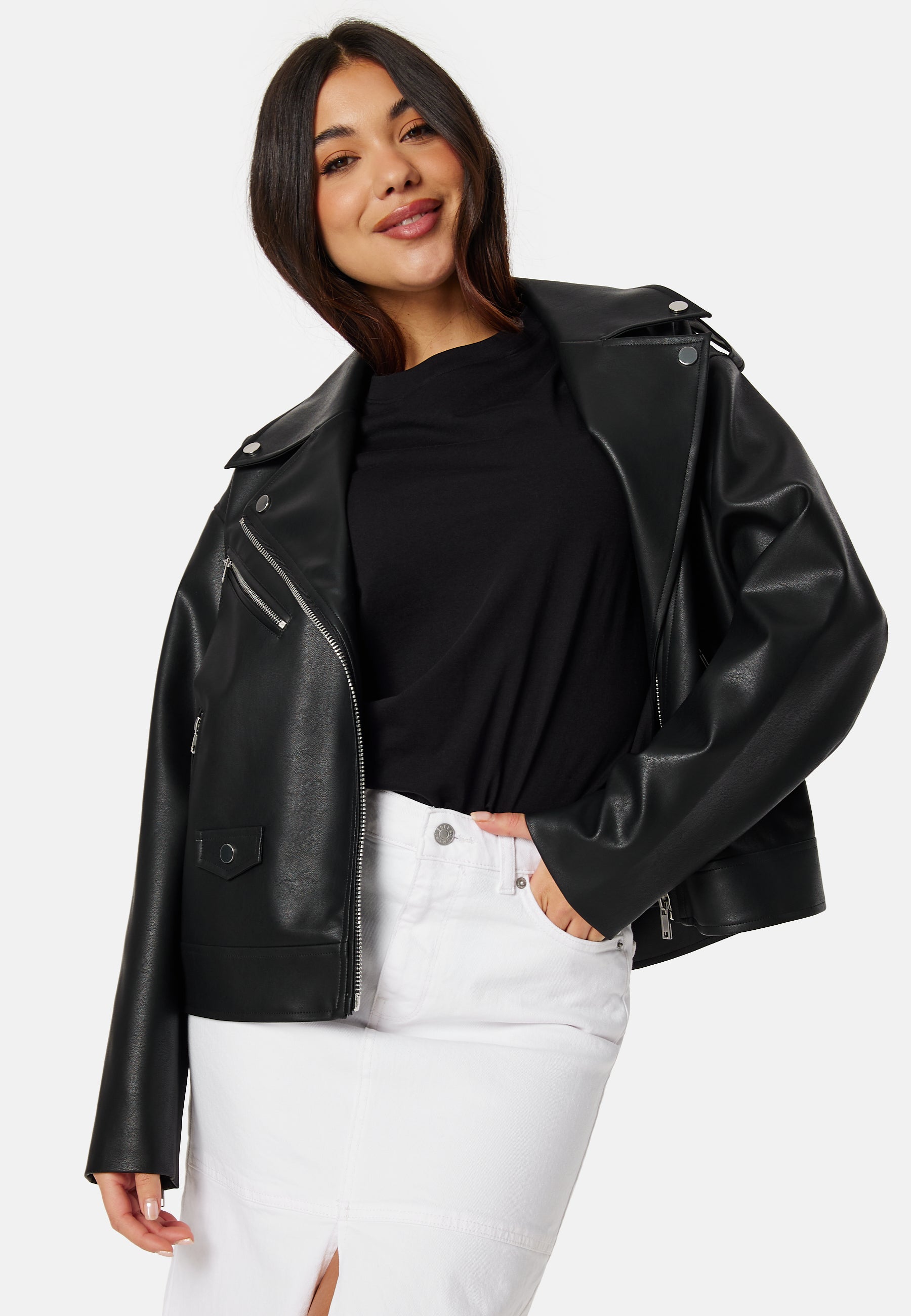 BUBBLEROOM Faux Leather PU Biker Jacket
