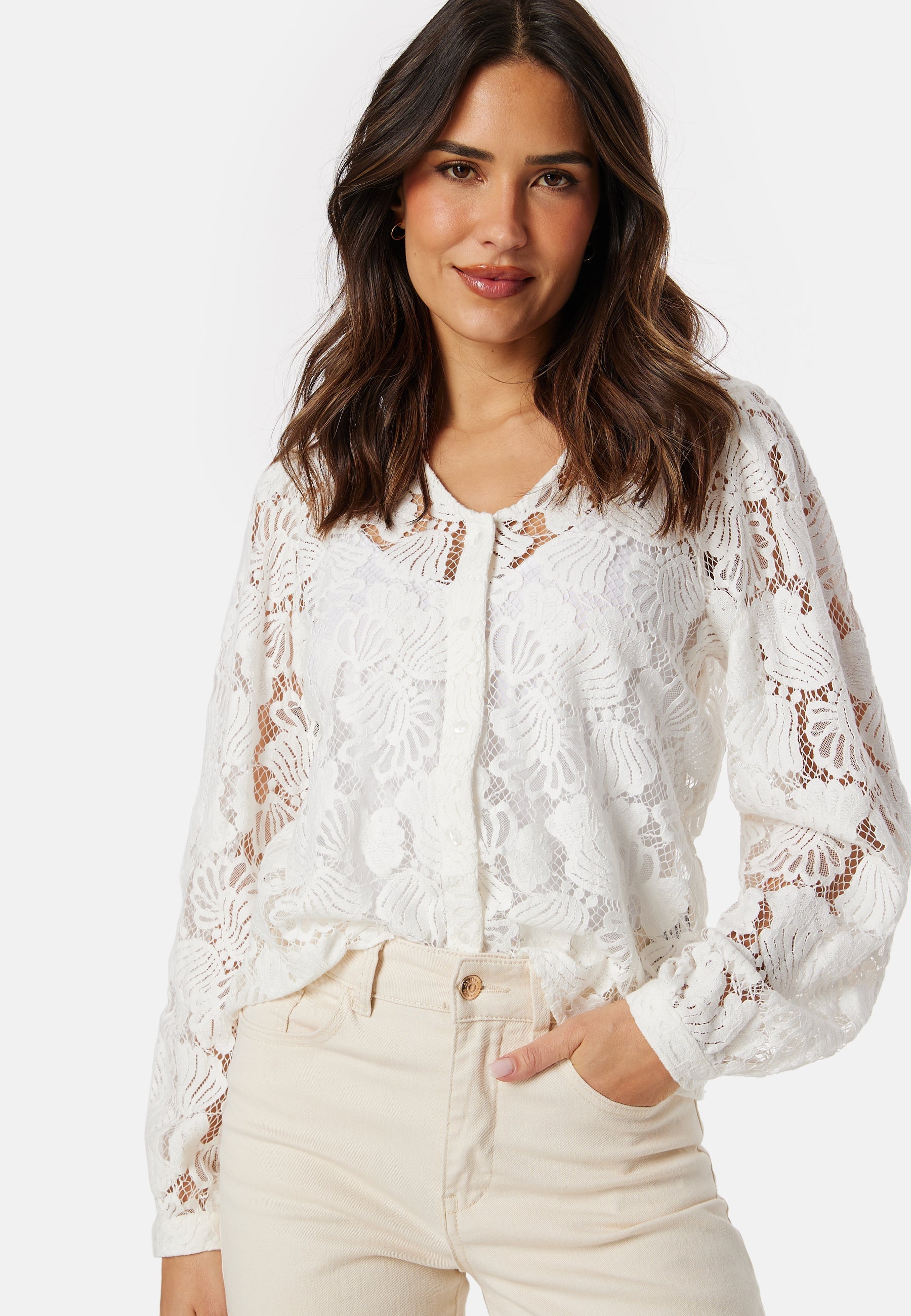 VERO MODA Vmgabena L/S Lace Shirt