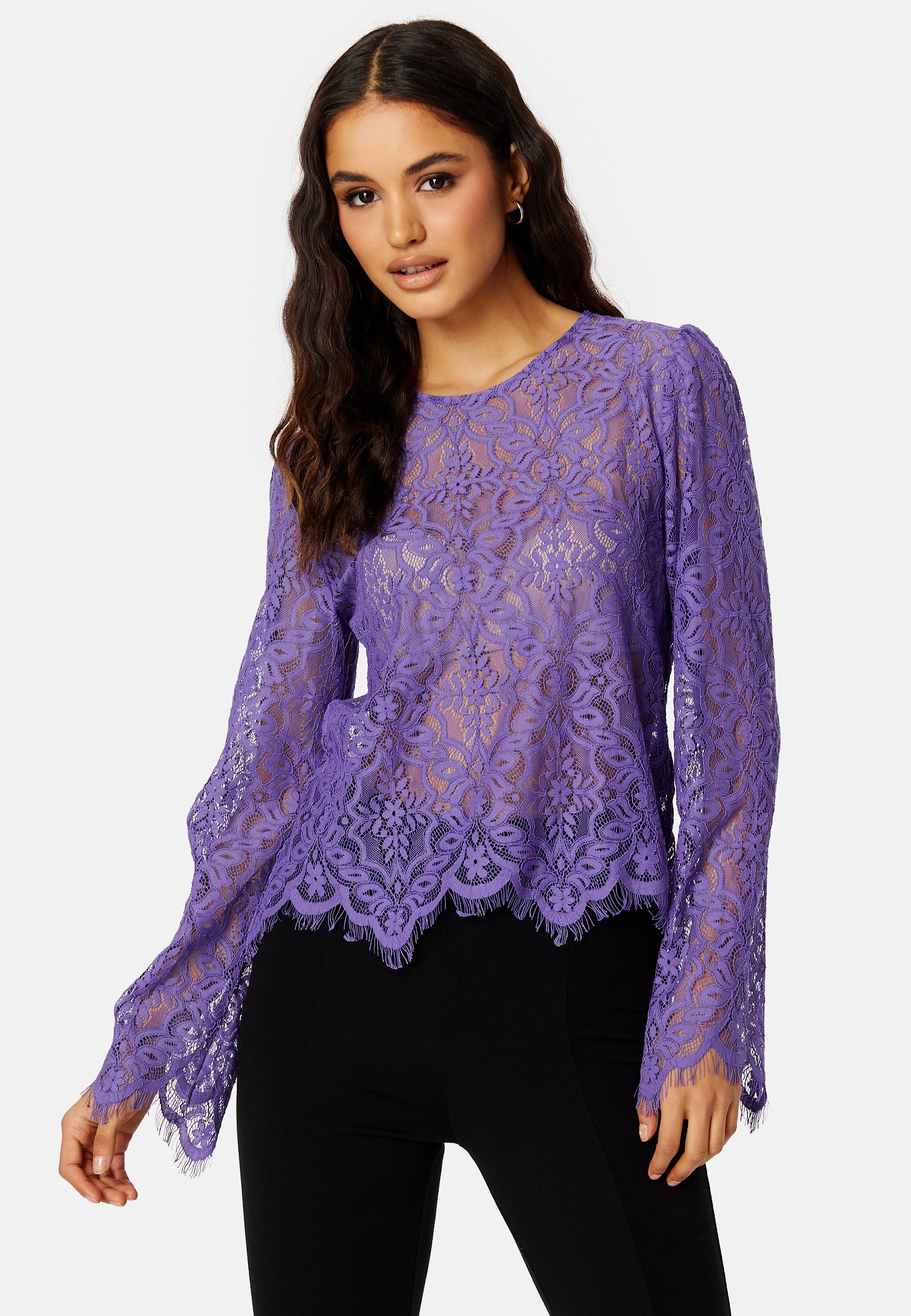 Pieces Nella LS Lace Top