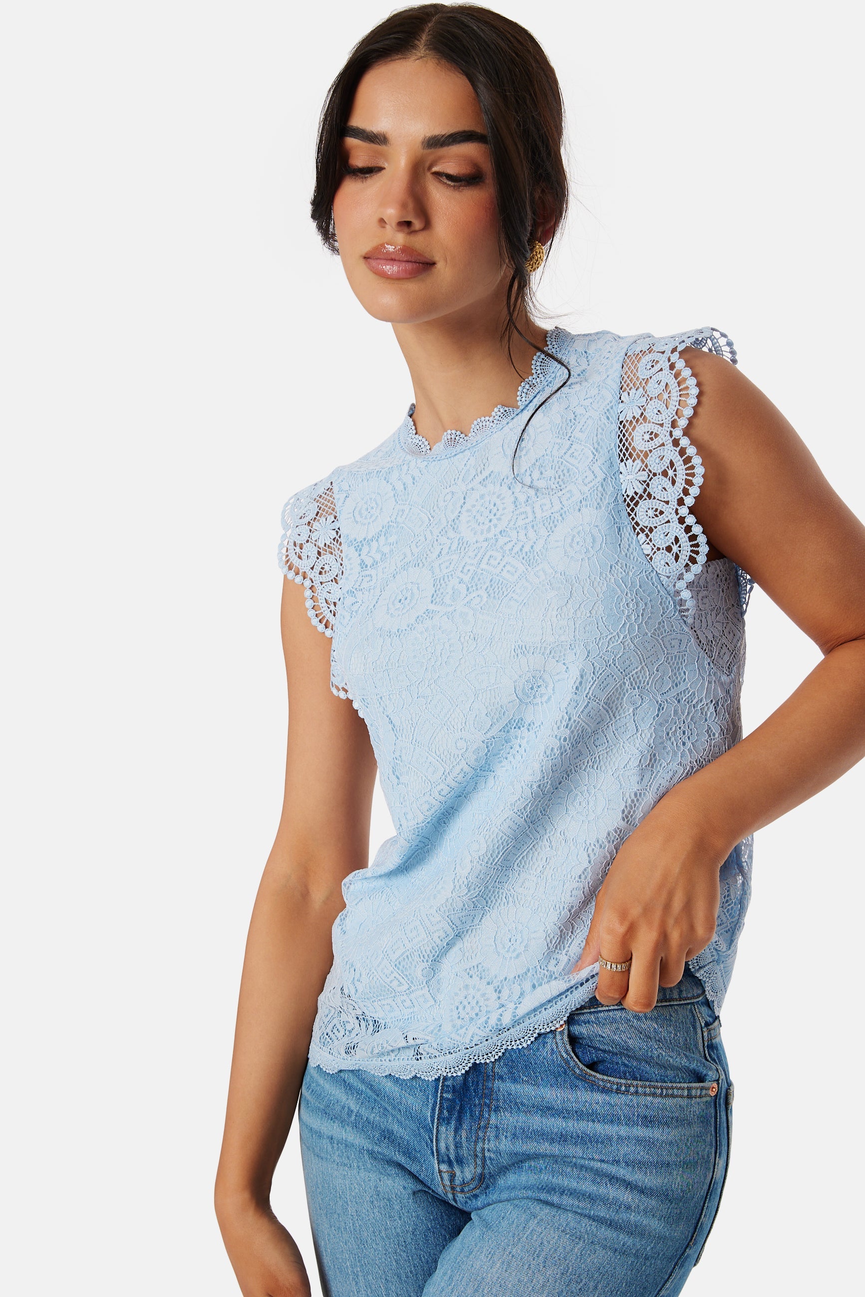 PIECES Pcolline SL Lace Top