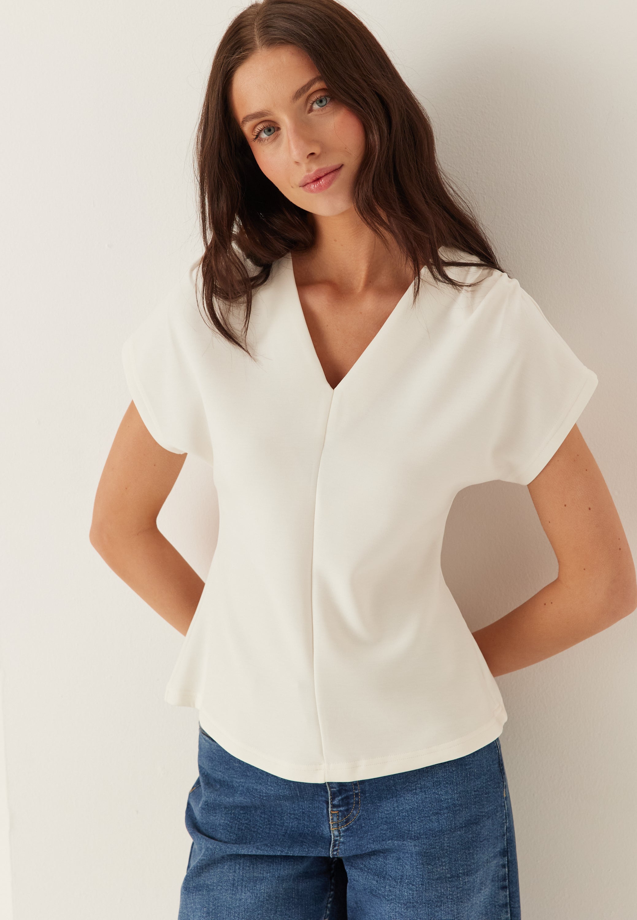 SELECTED Slftenny Ss V-neck Gathered Top