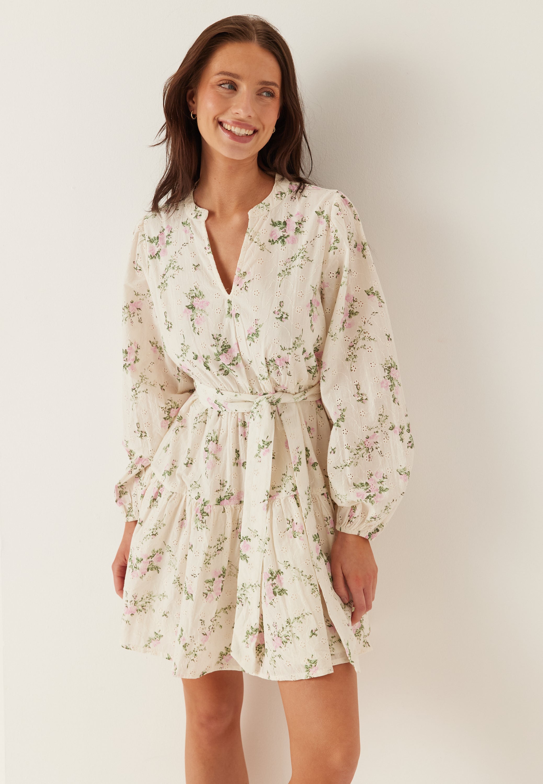 VILA Vimiada L/S EMB SHORT SHIRT DRESS