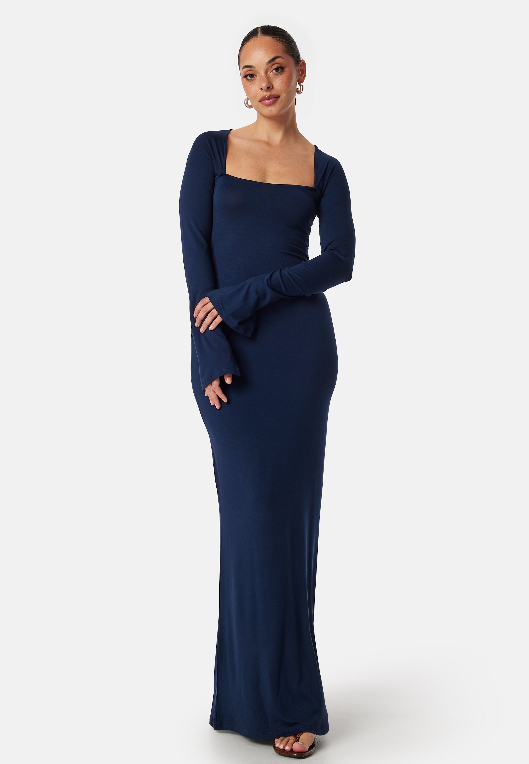 BUBBLEROOM Square Neck L/S Maxi Dress