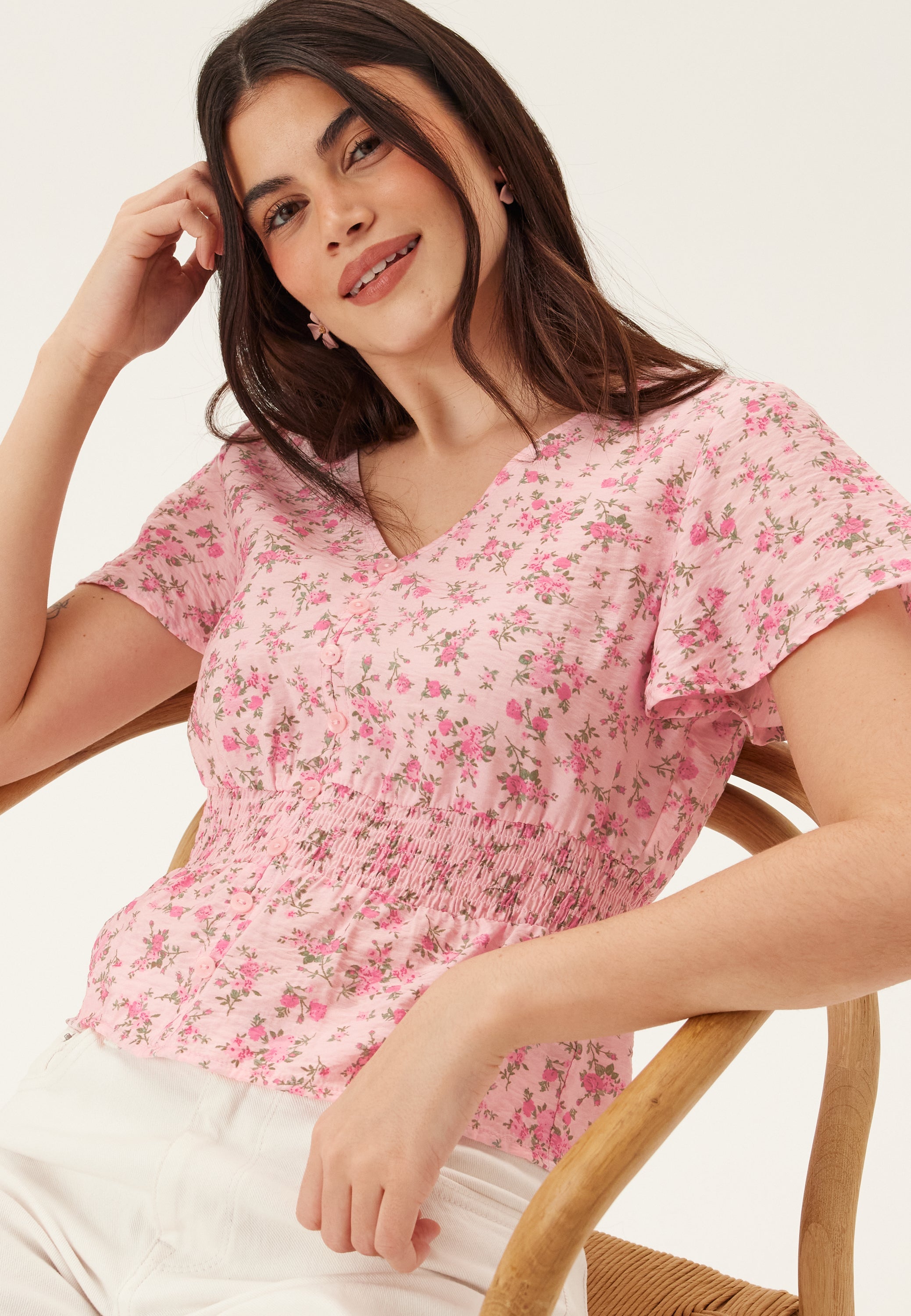 VERO MODA Vmjosie Ss V-neck Short Smock Top