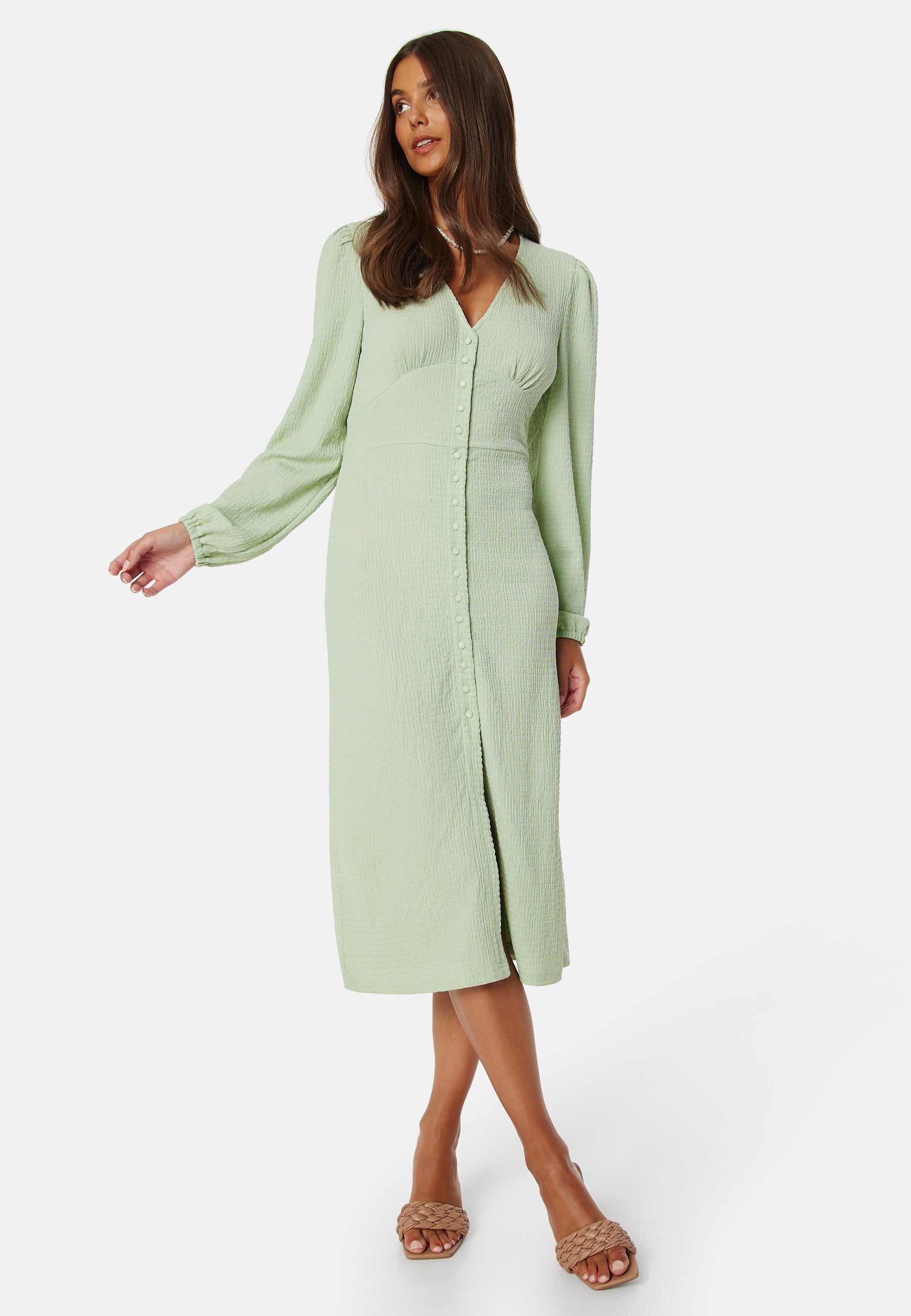 BUBBLEROOM Structure Button Midi Dress
