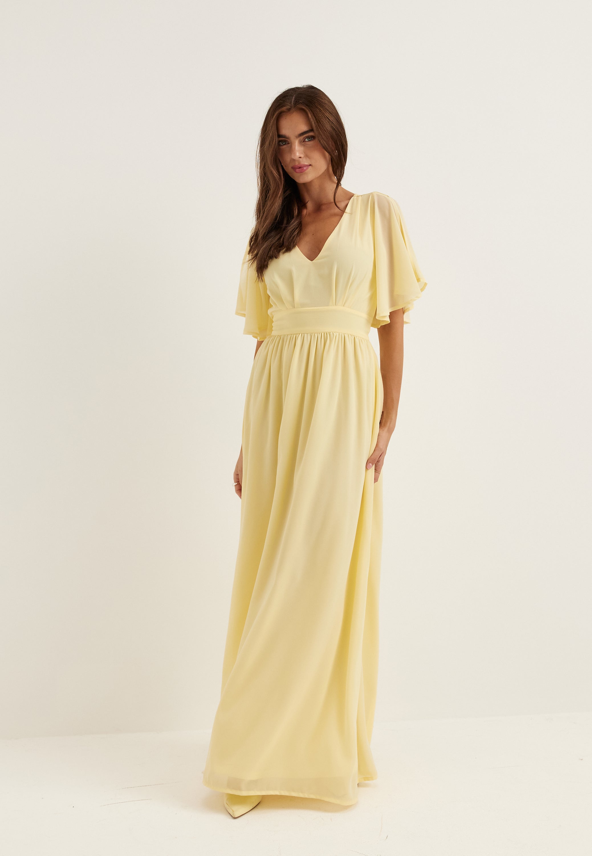 Bubbleroom Occasion Butterfly Sleeve Chiffon Gown
