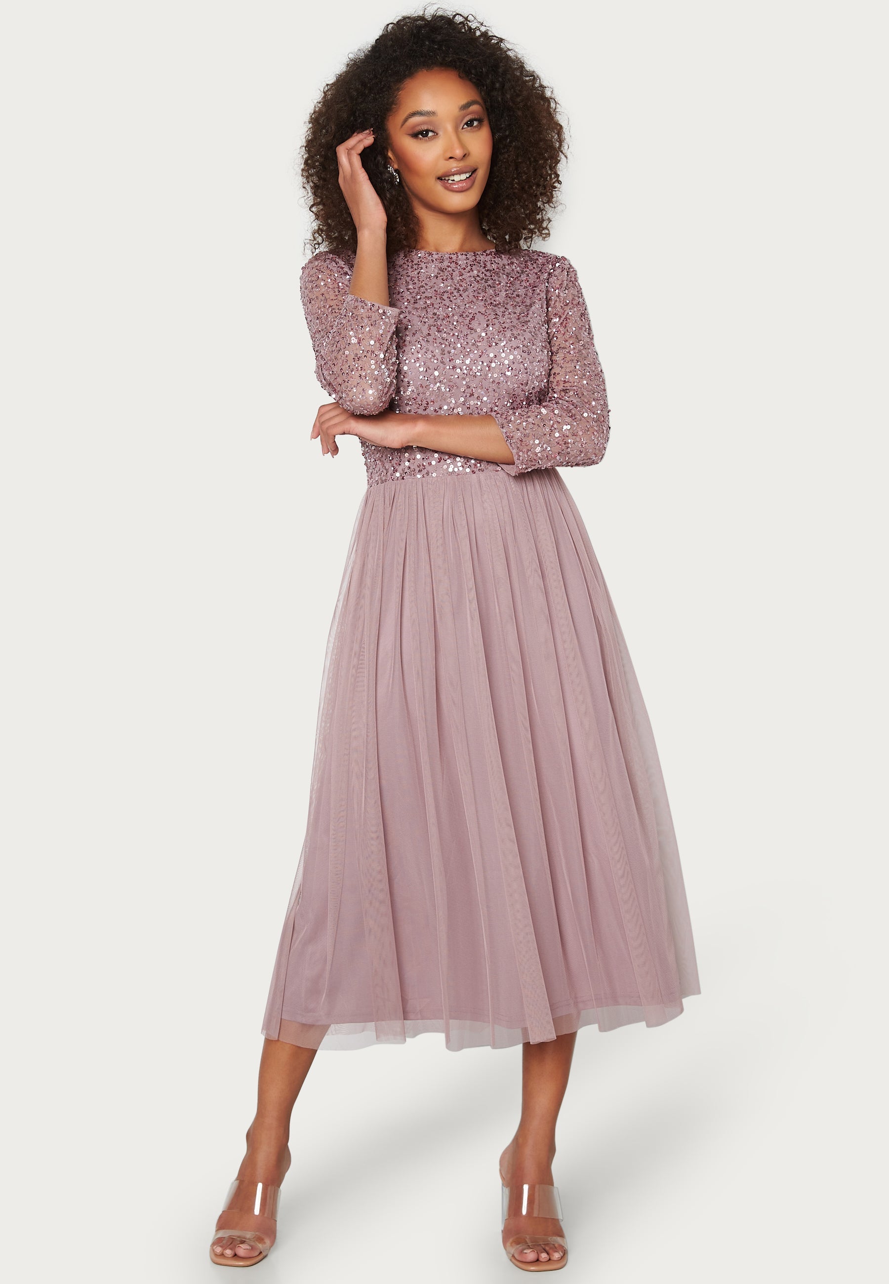 AngelEye Sequin Bodice Mid Dress