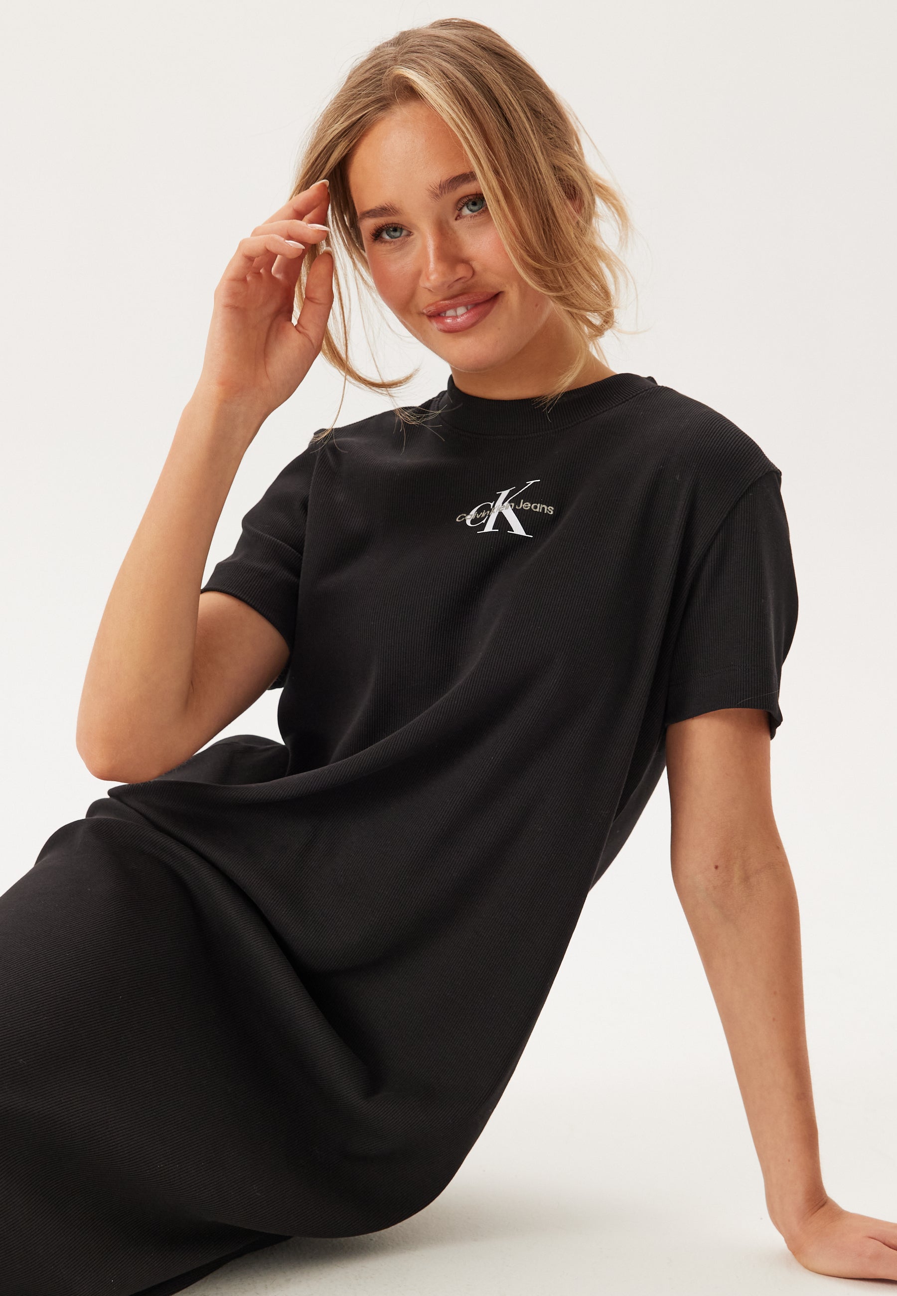 Calvin Klein Jeans Monologo Long Rib Tee Dress