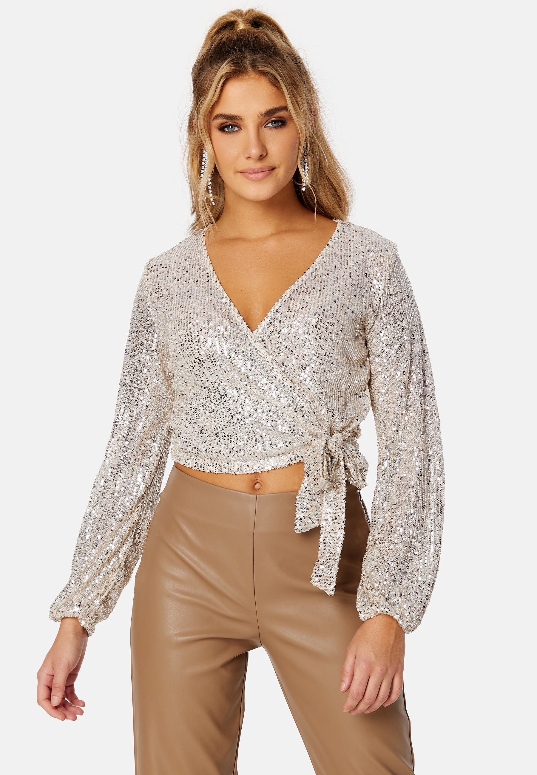 Pieces Delphia LS Wrap Top