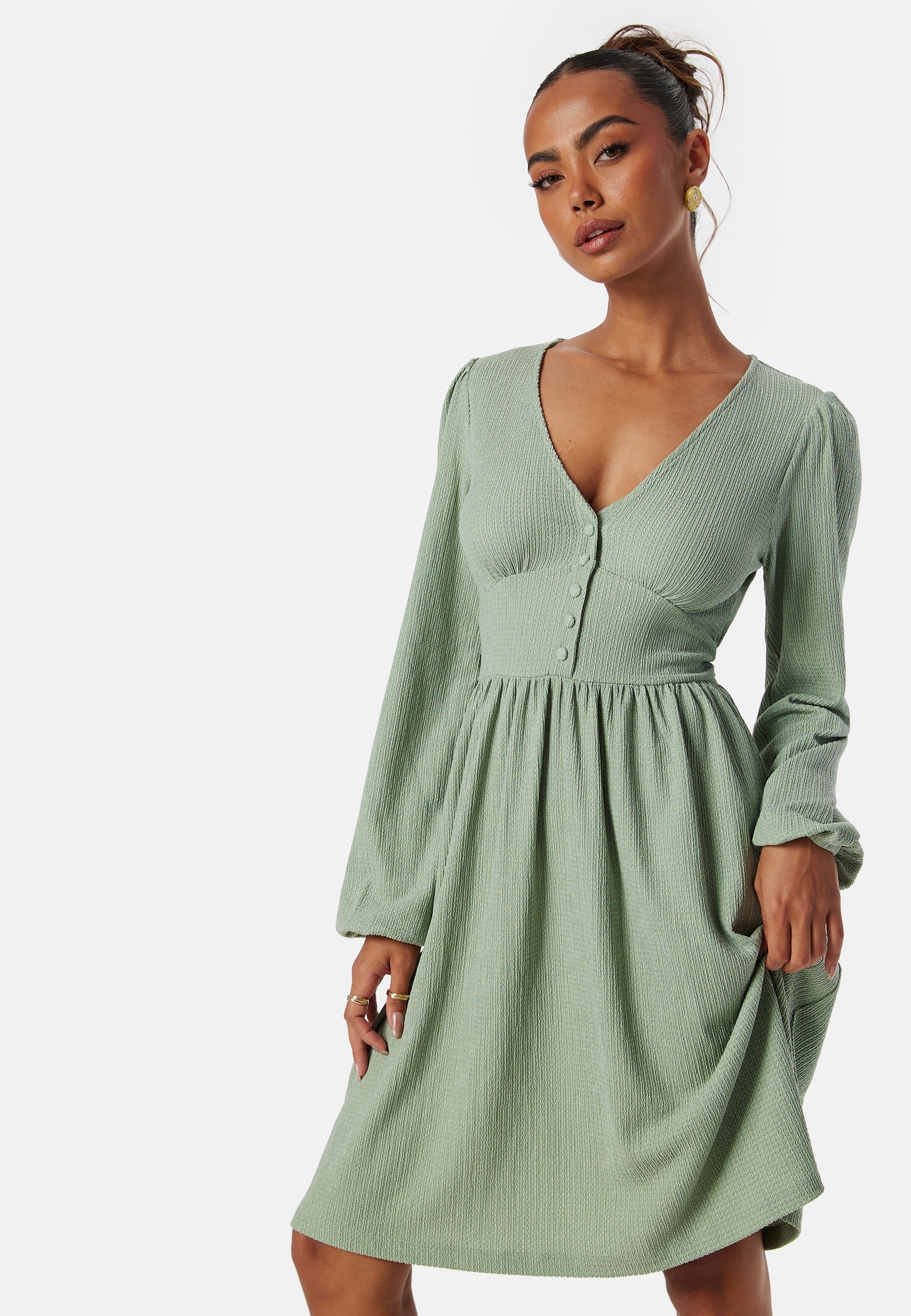 BUBBLEROOM Structure Button Short Dress