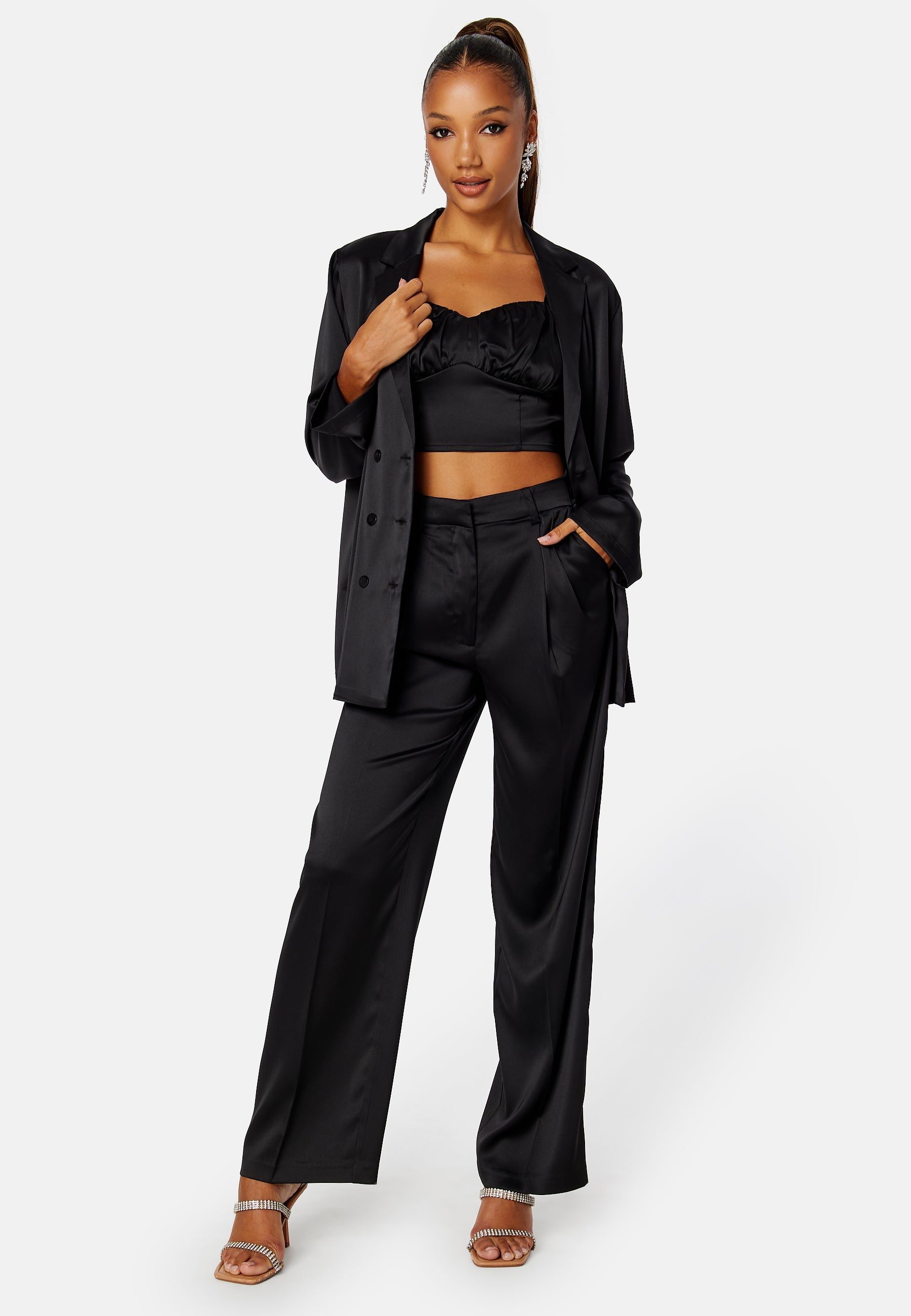 BUBBLEROOM Chana satin suit pants