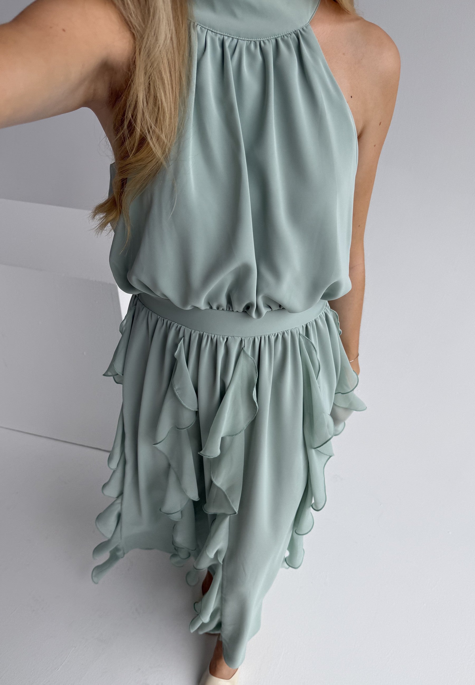Bubbleroom Occasion Frill Halterneck Ankle Dress