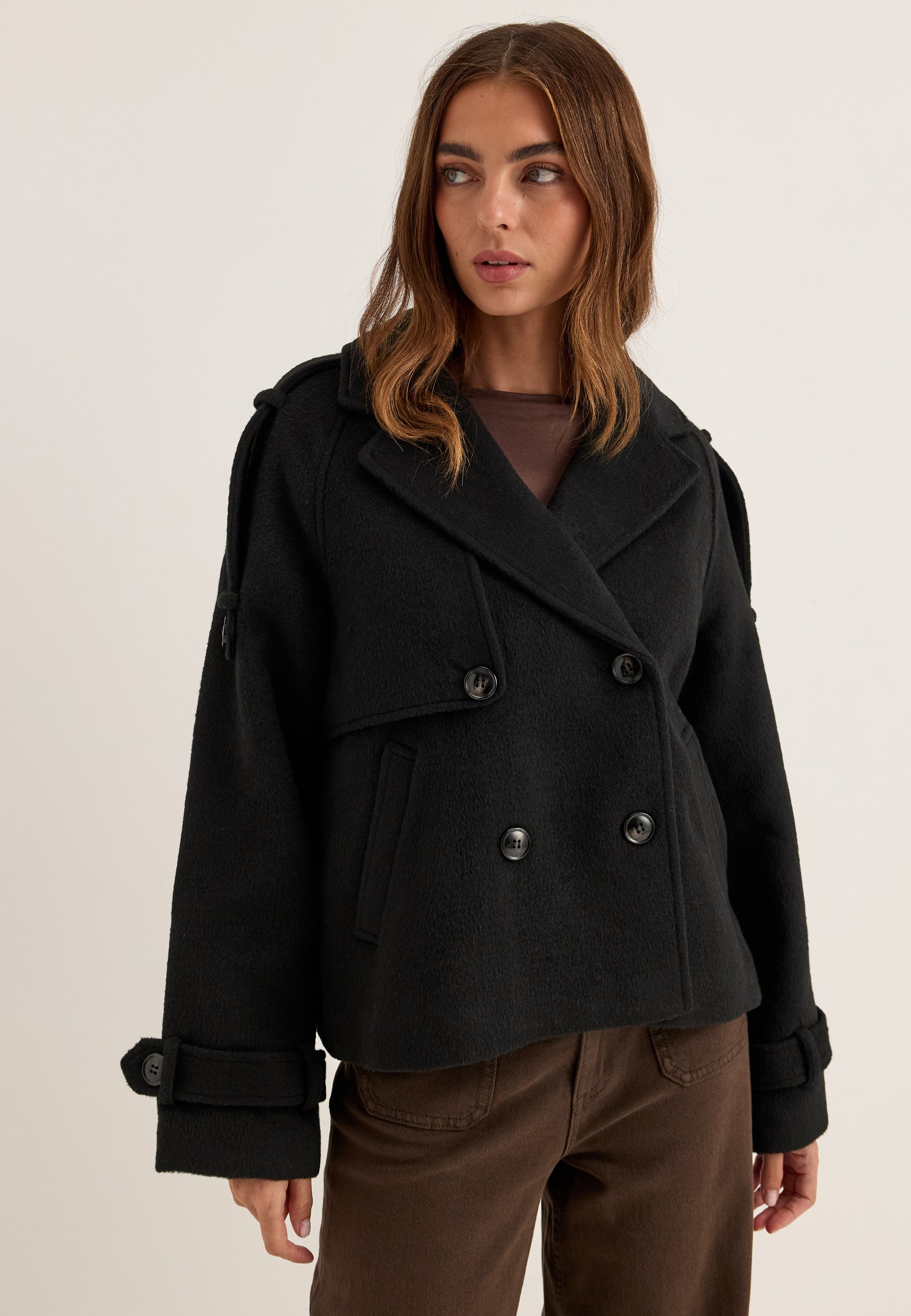 BUBBLEROOM Wool Blend Short Coat