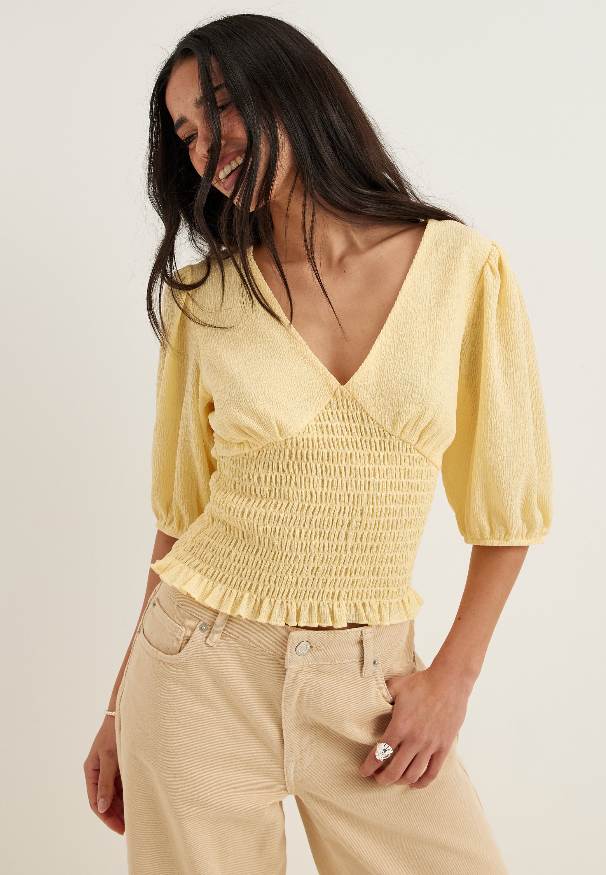 BUBBLEROOM V-neck Smock Top