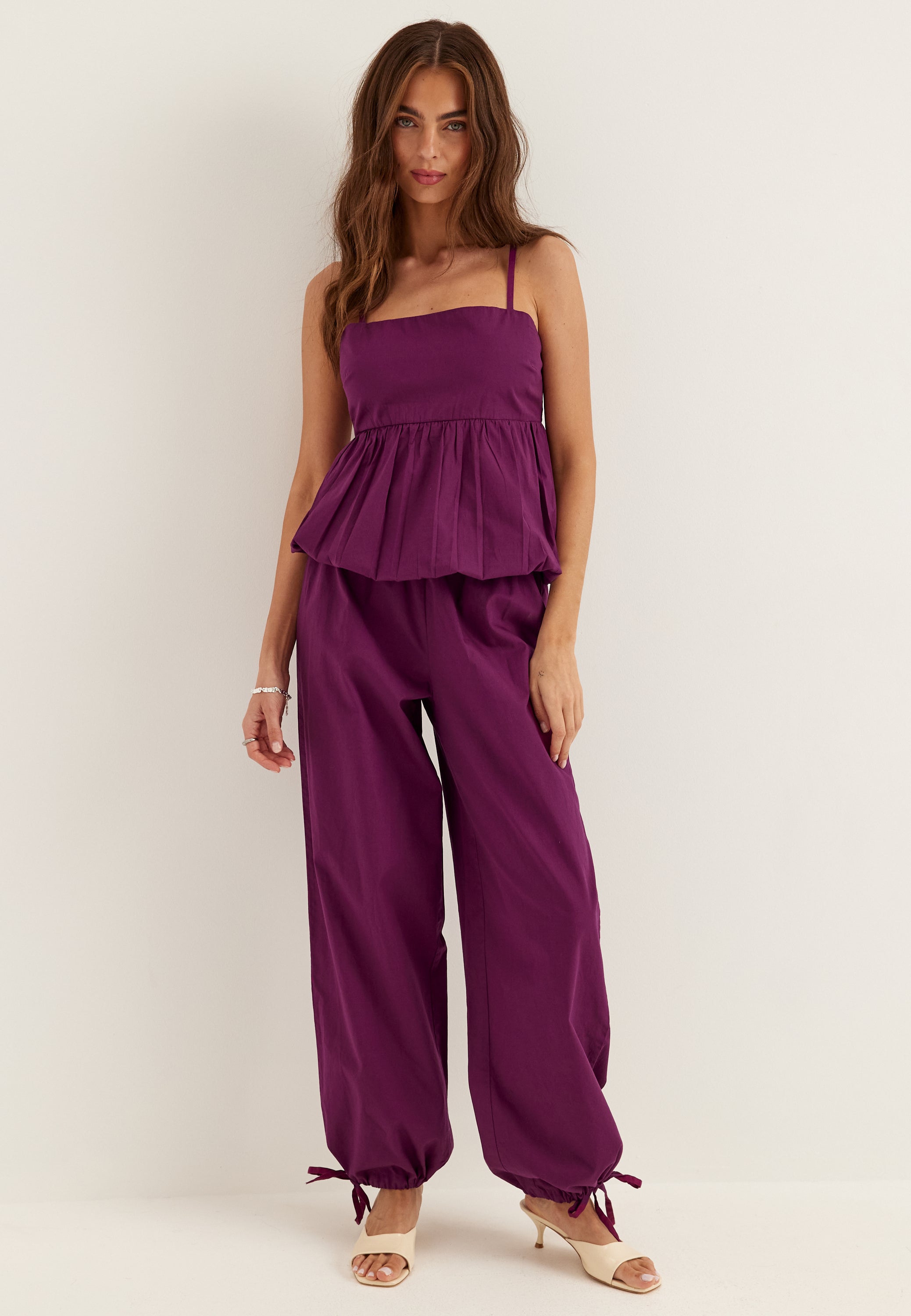 BUBBLEROOM Tie Detail Cotton Trousers