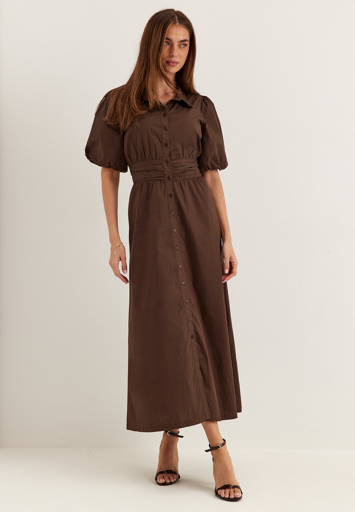 BUBBLEROOM Waist Detail Cotton Dress