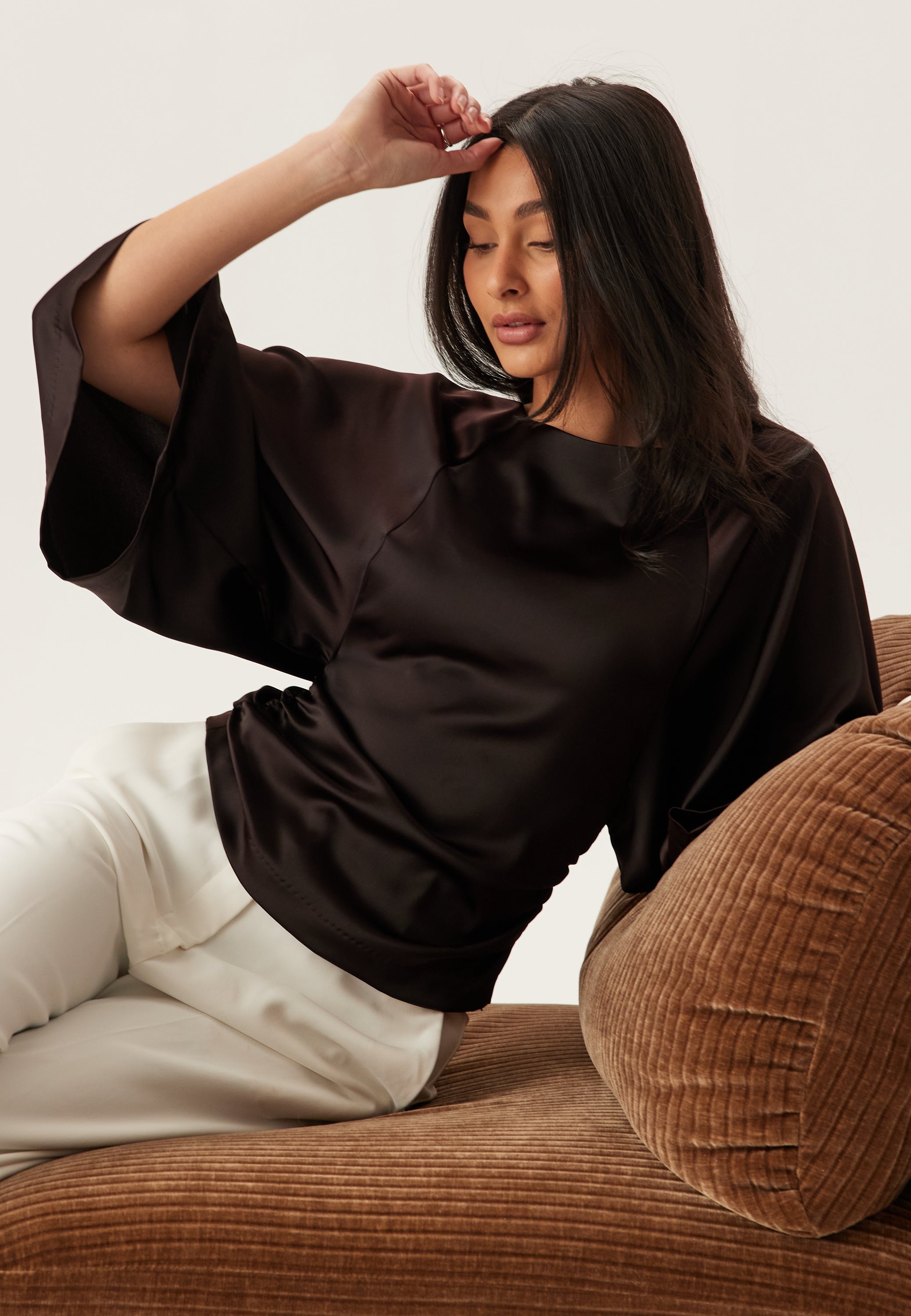 Bubbleroom Occasion Wide Sleeve Satin Blouse