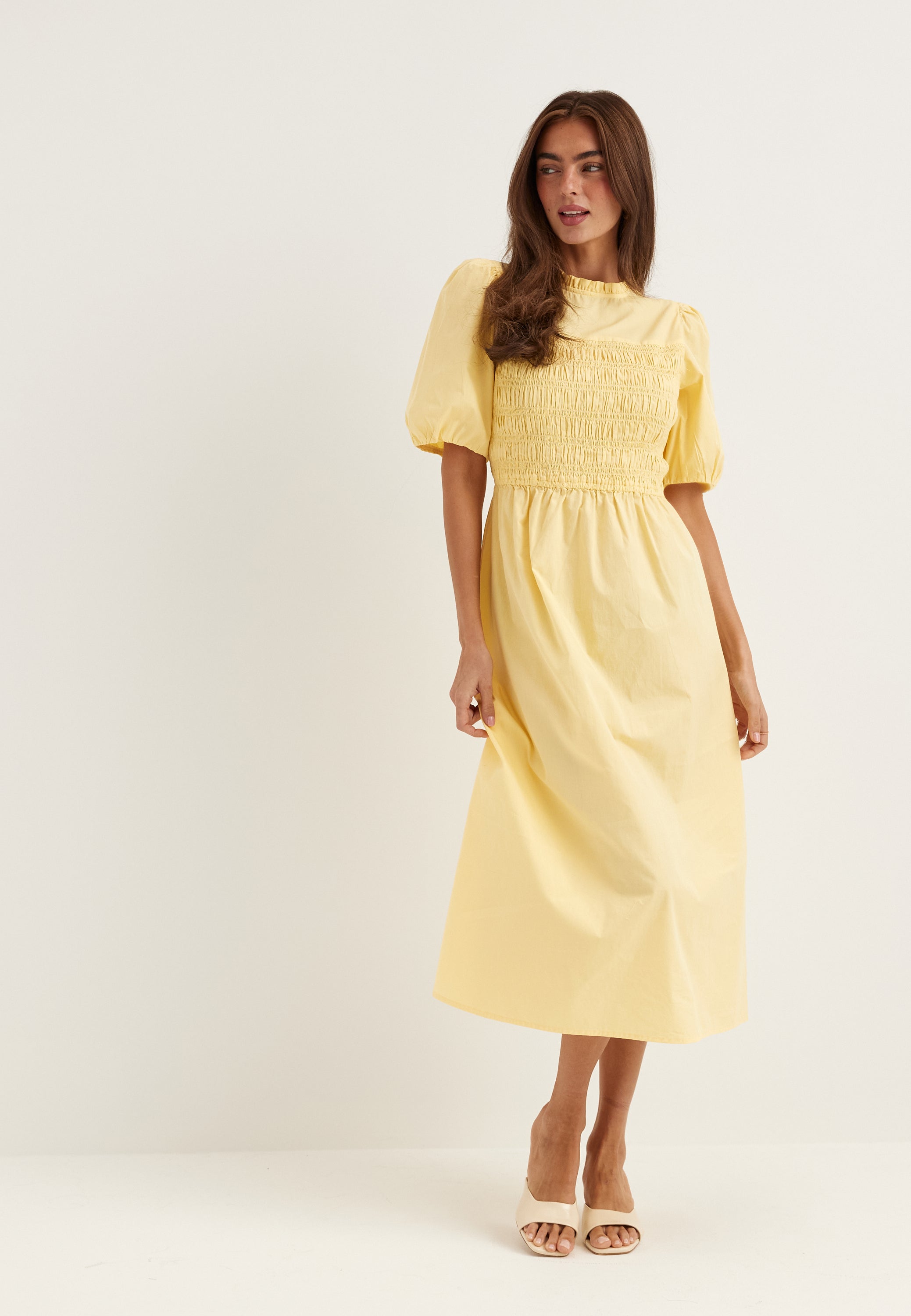 BUBBLEROOM Smock Short Sleeve Cotton Dress