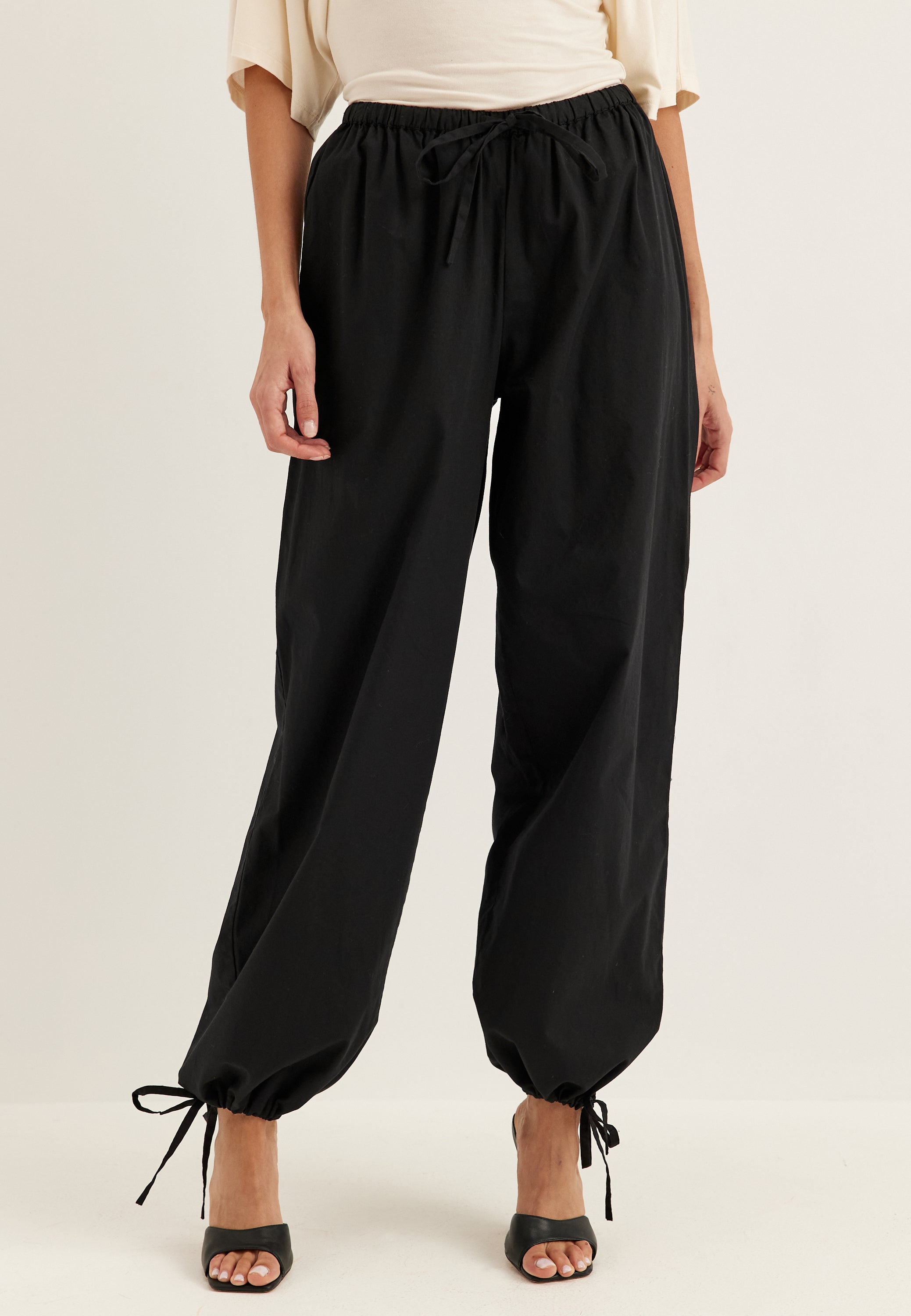 BUBBLEROOM Tie Detail Cotton Trousers
