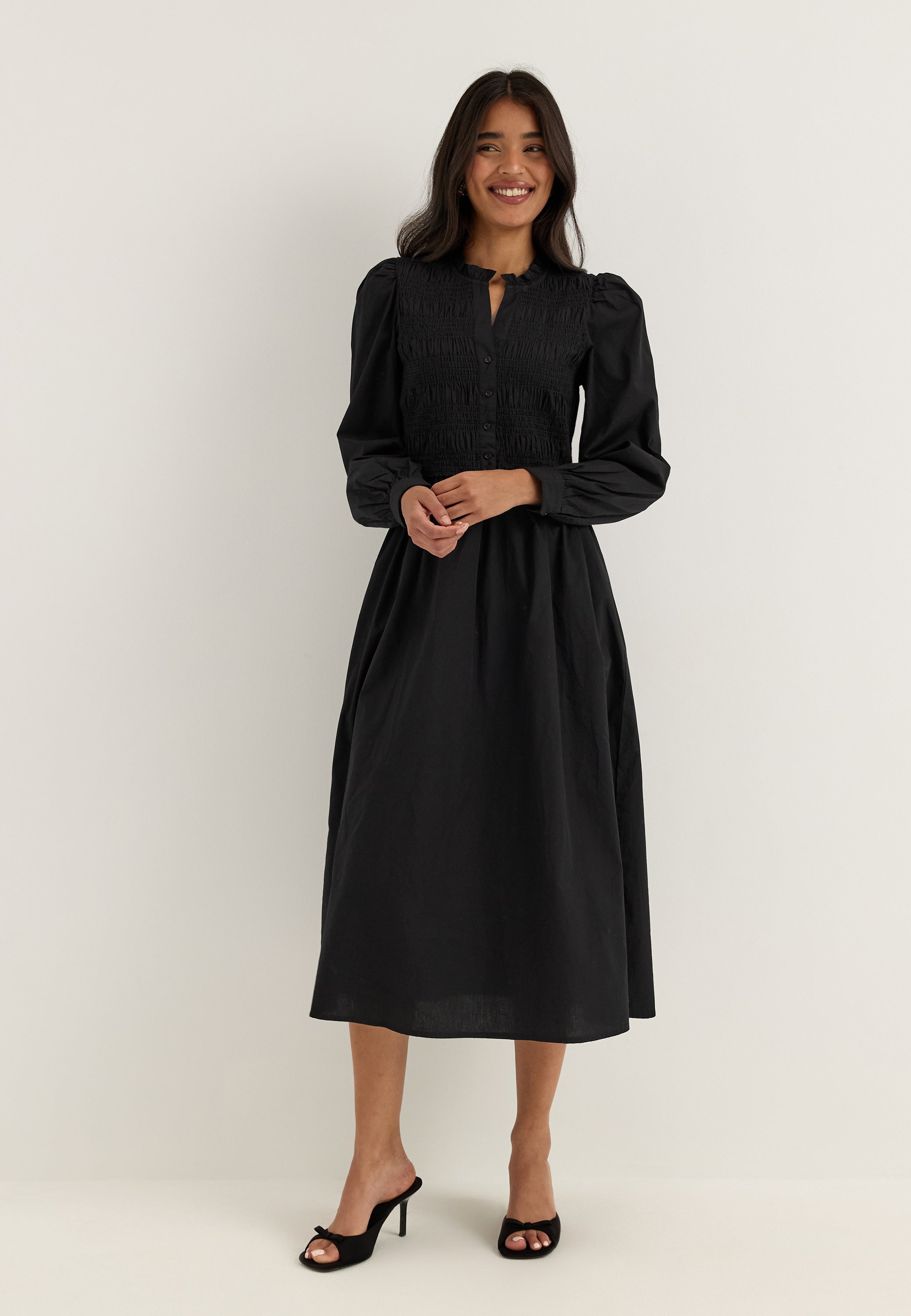 BUBBLEROOM V-neck Cotton Smock Dress