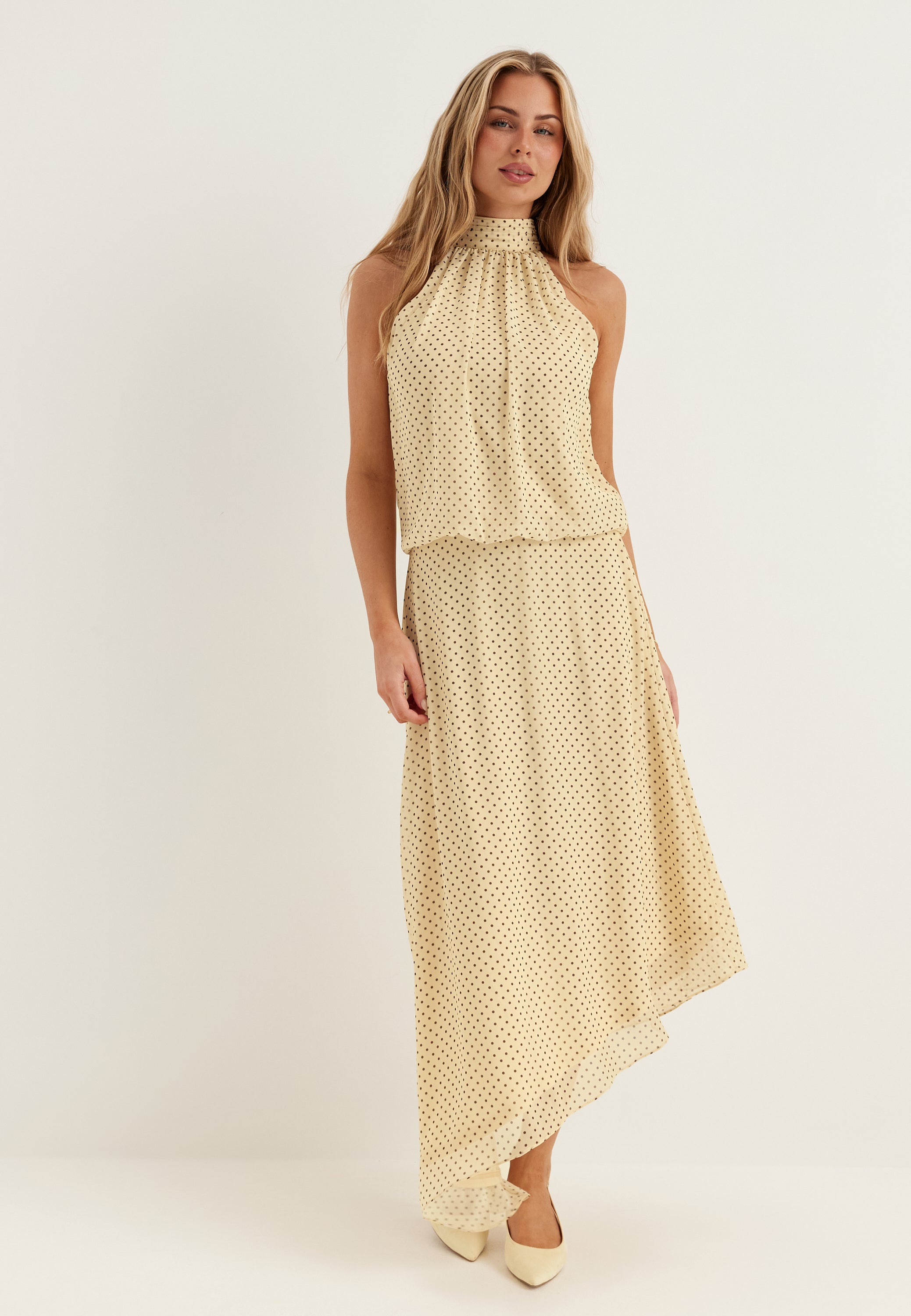 BUBBLEROOM OCCASION Asymmetric Chiffon Halterneck Dress