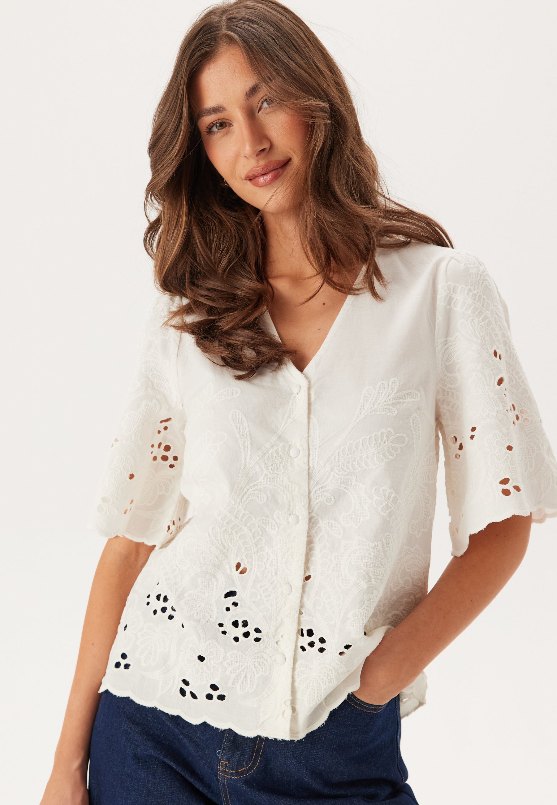 SELECTED Slfdahlia Ss Broderi Shirt