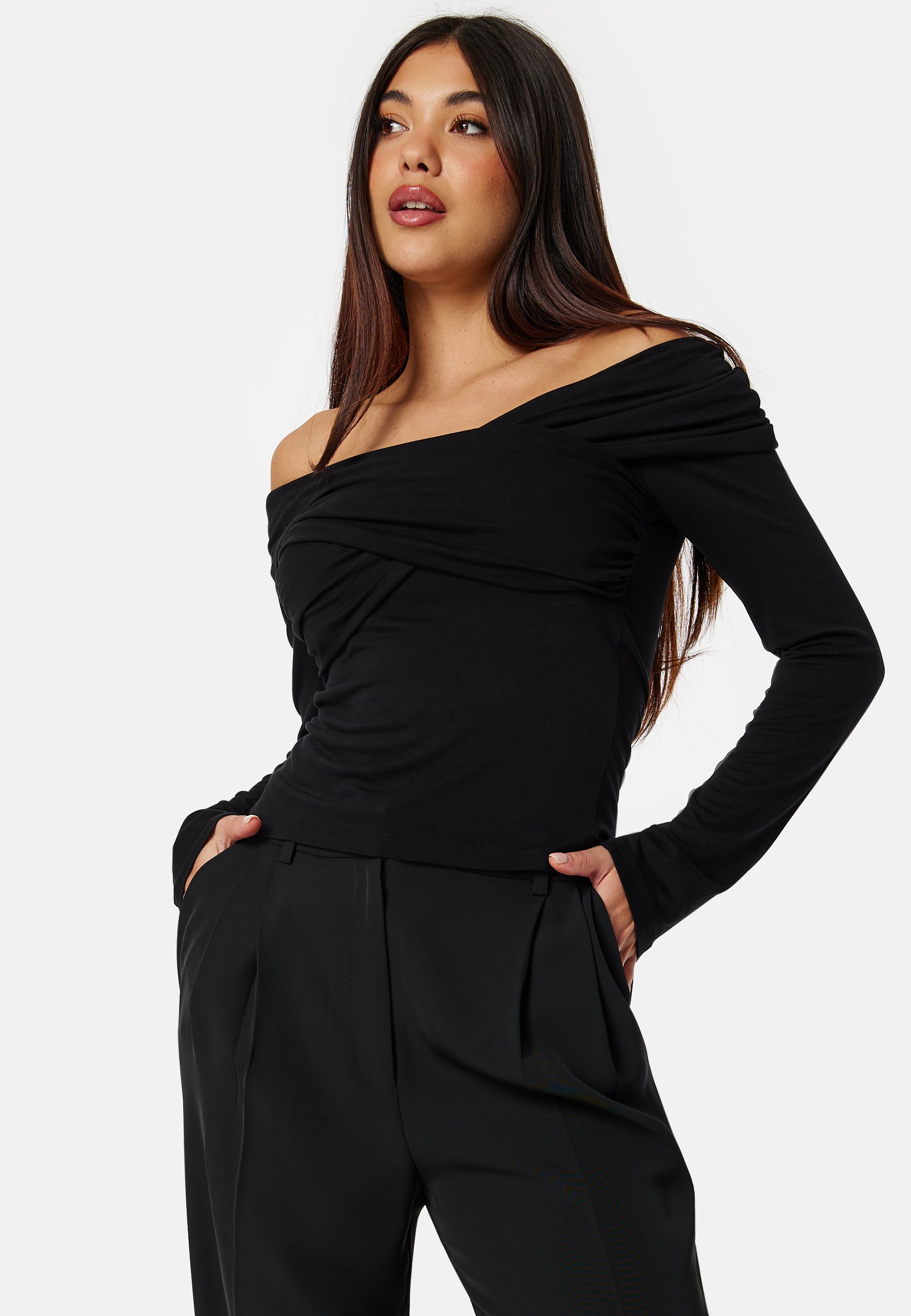 BUBBLEROOM Off Shoulder Long Sleeve Top