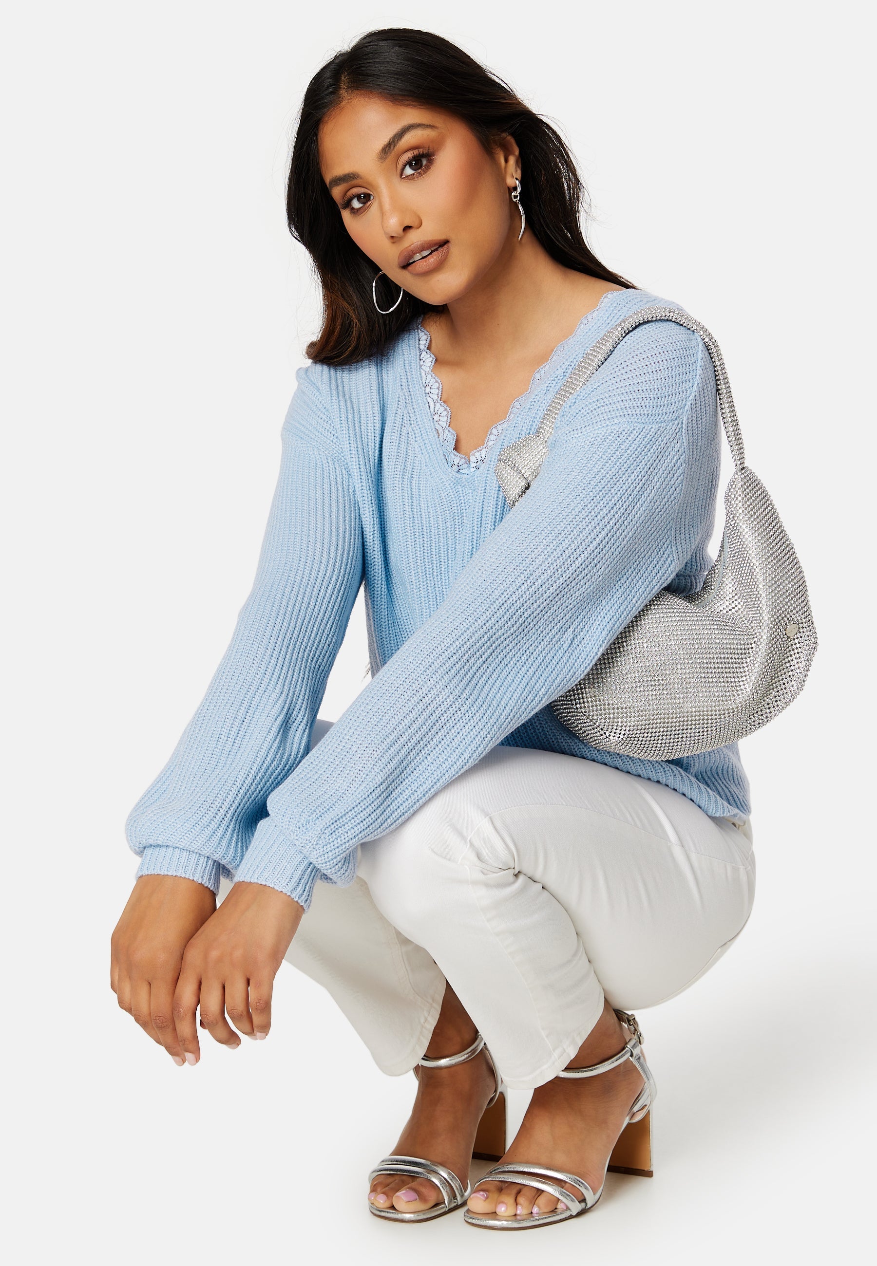 VILA Oa Rev V-Neck Lace Knit