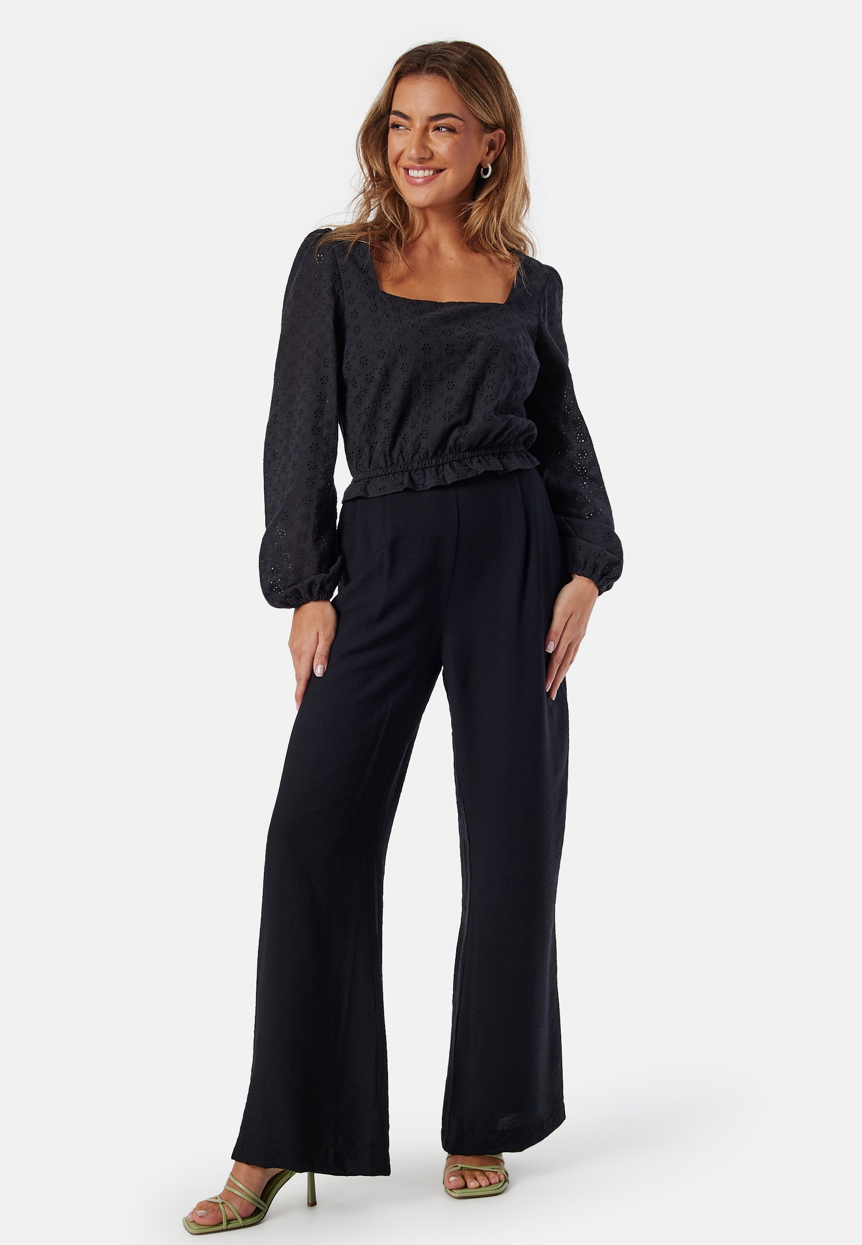 BUBBLEROOM Broderie Anglaise Square Neck Blouse