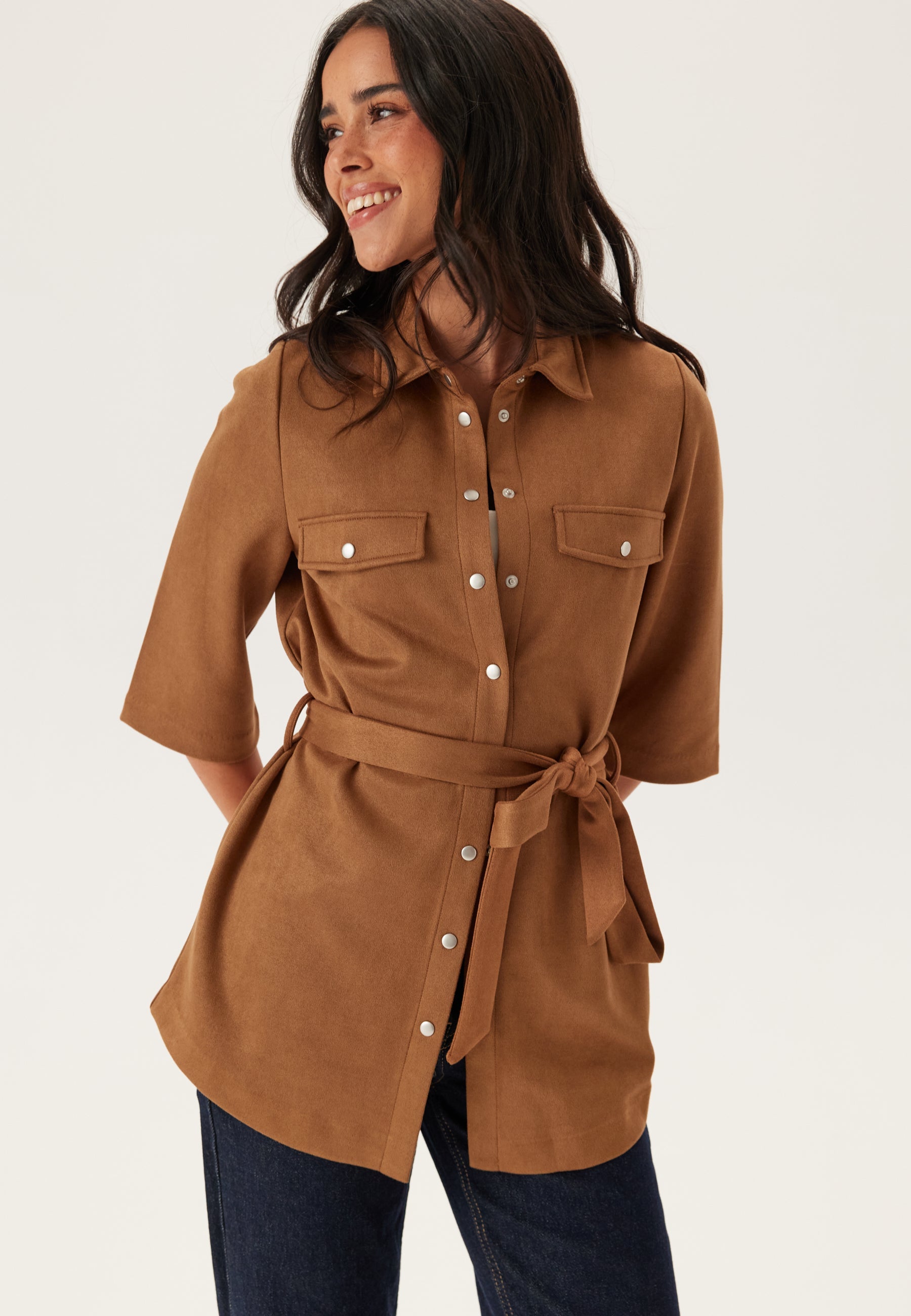 Happy Holly Faux Suede Shirt