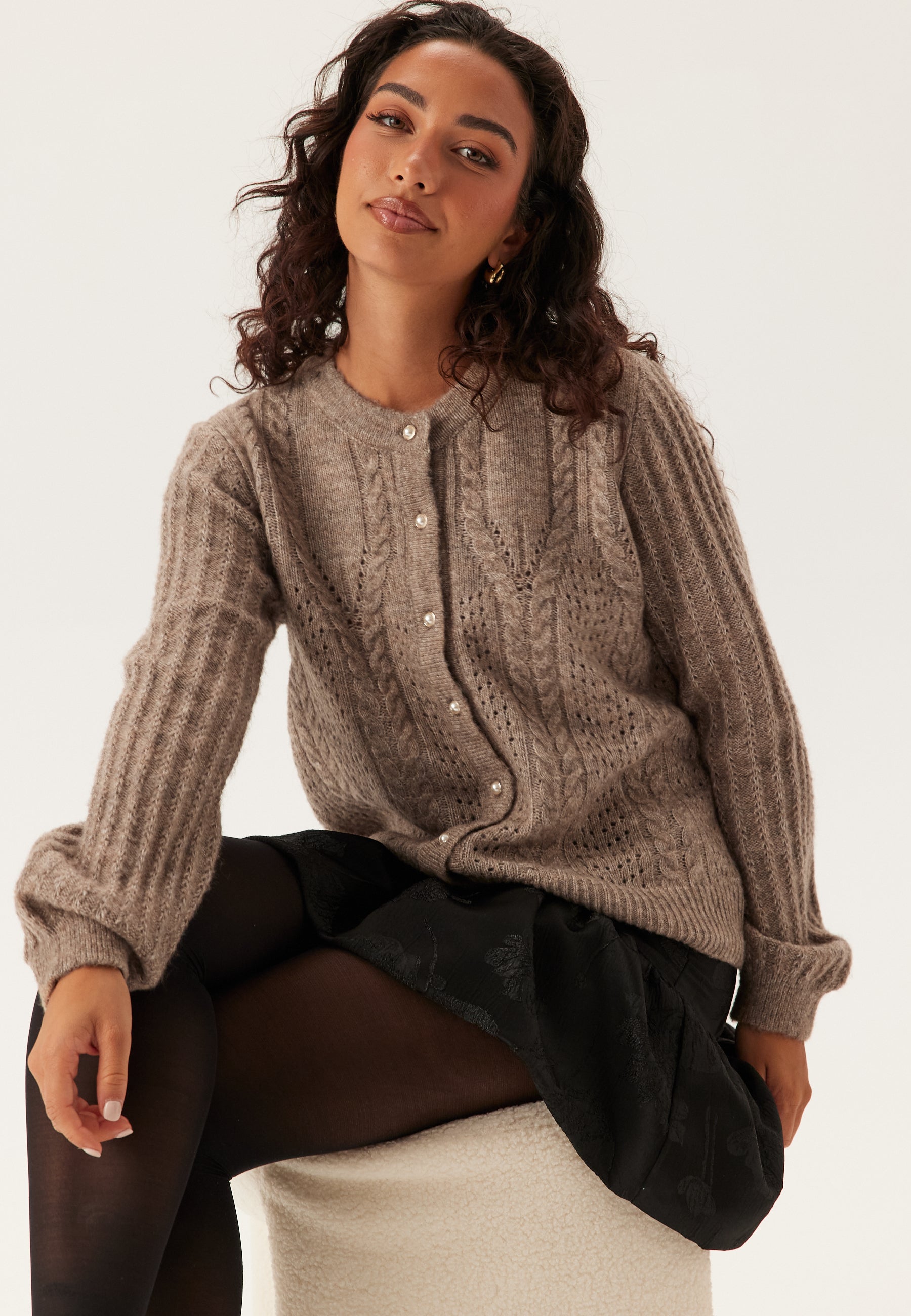 OBJECTCOLLECTORSITEM Objflora Re Ls Knit Button Cardigan