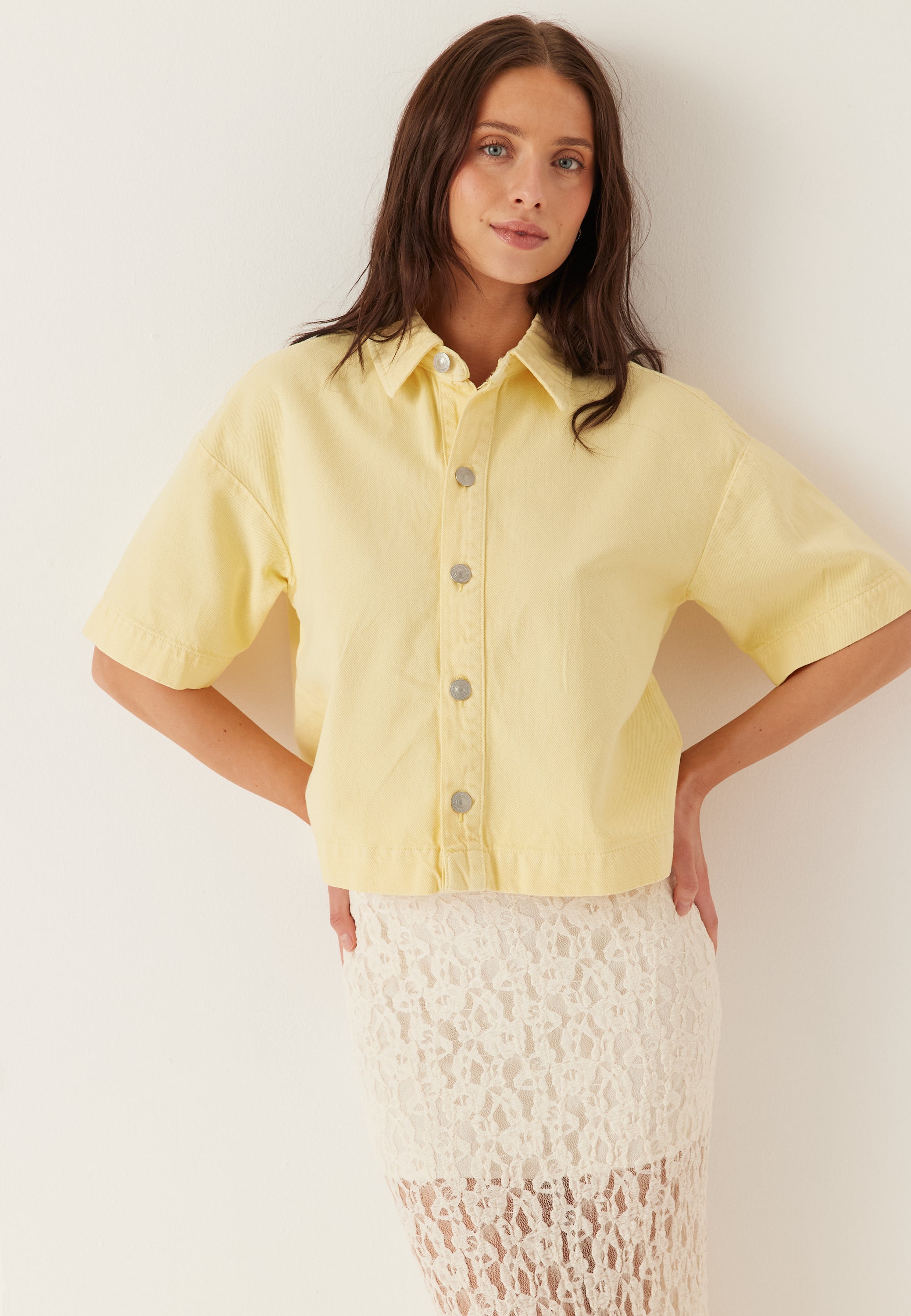 Pieces Pcsky Ss A-shape Denim Top