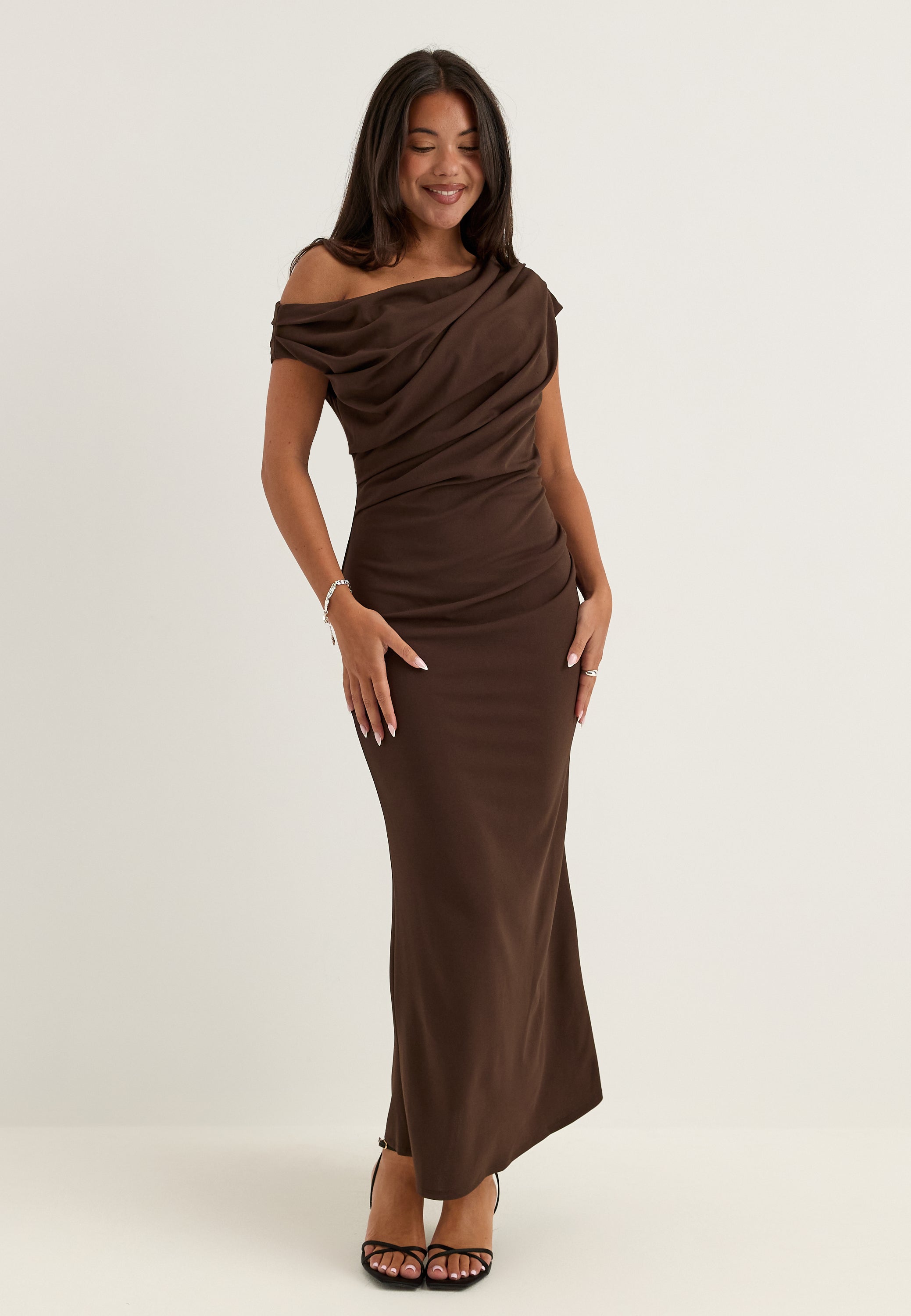 BUBBLEROOM OCCASION Asymmetric Draped Midi Dress