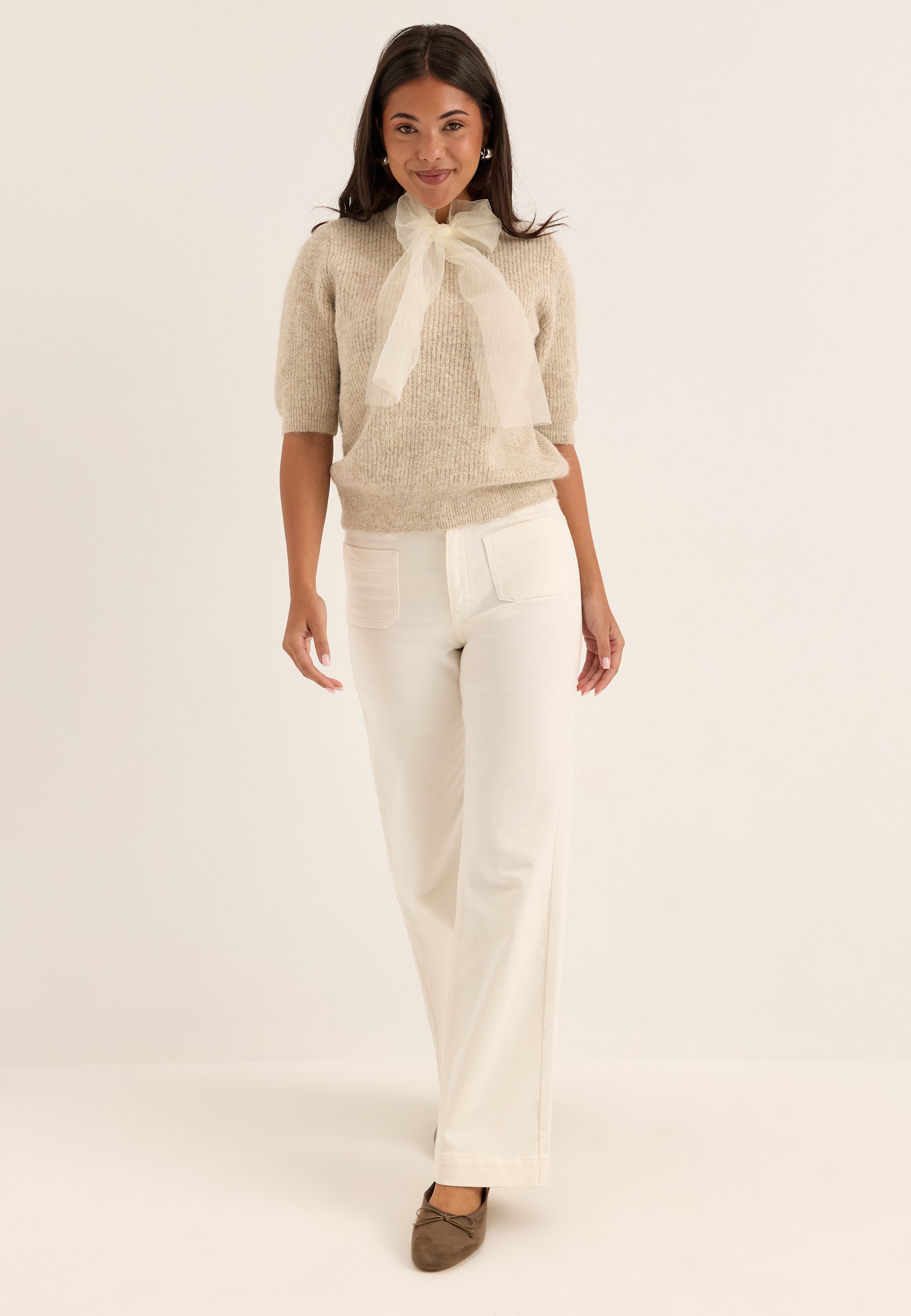 VILA Viitza O-neck 2/4 BOW KNIT TOP