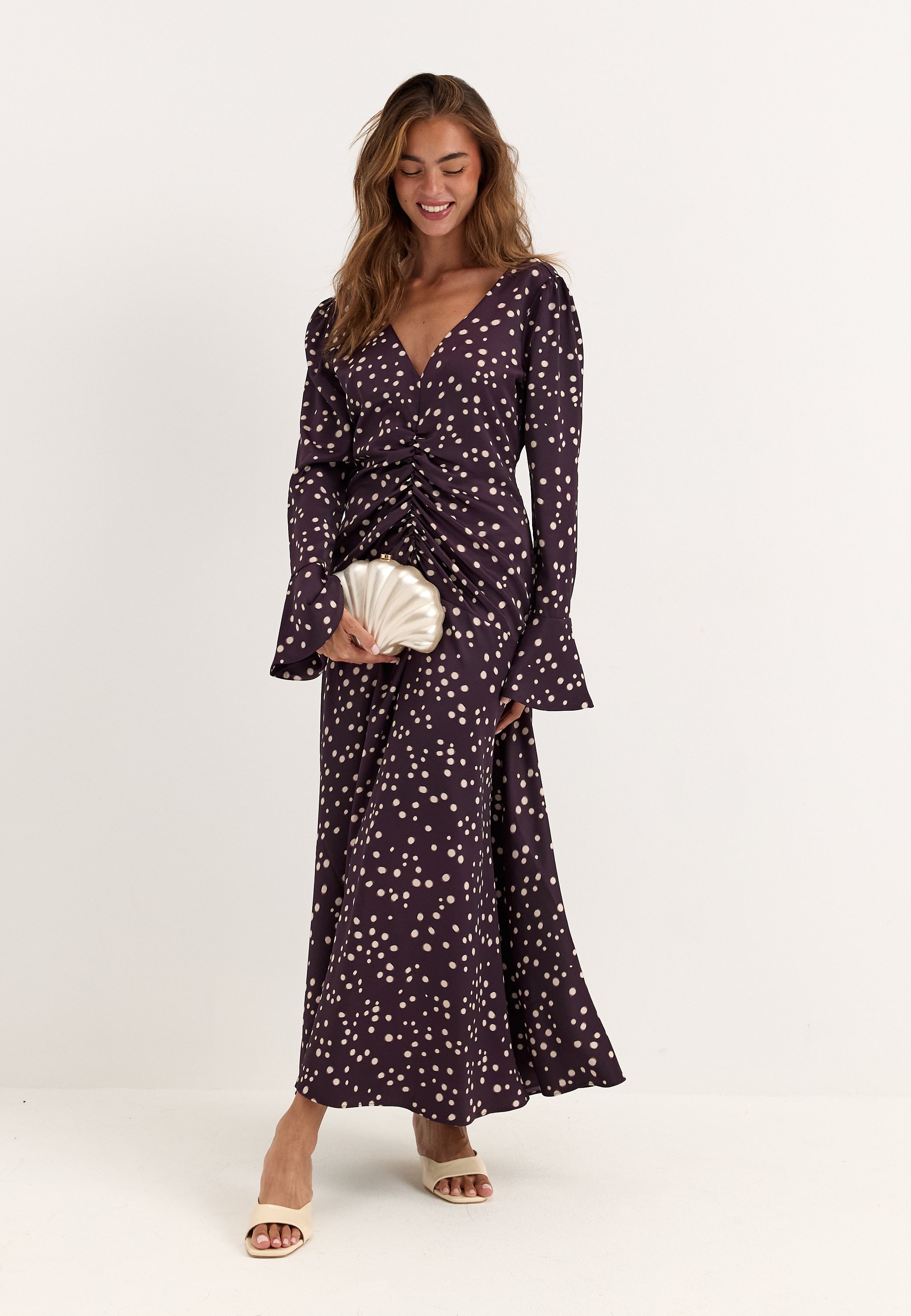 BUBBLEROOM OCCASION Ruched Front Midi Dress