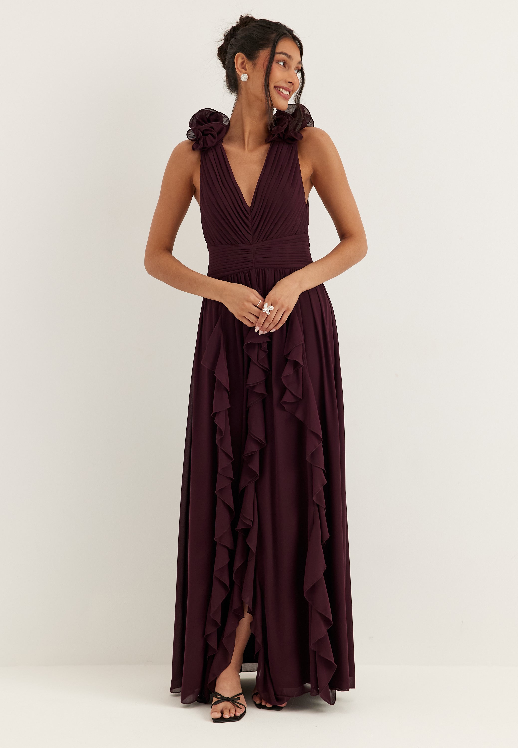BUBBLEROOM OCCASION Frill Ruffle Chiffon Gown