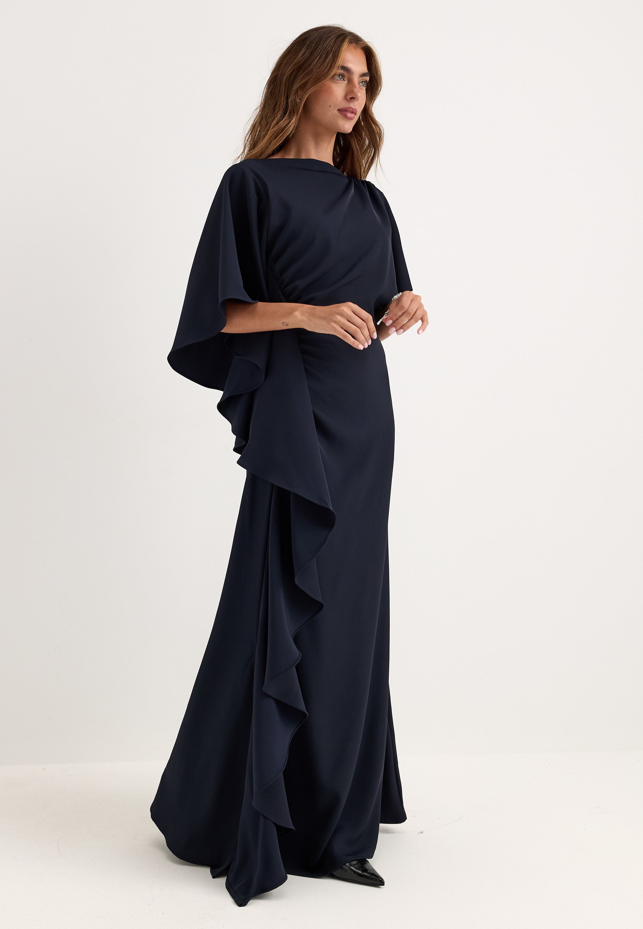 BUBBLEROOM OCCASION Draped Flounce Gown