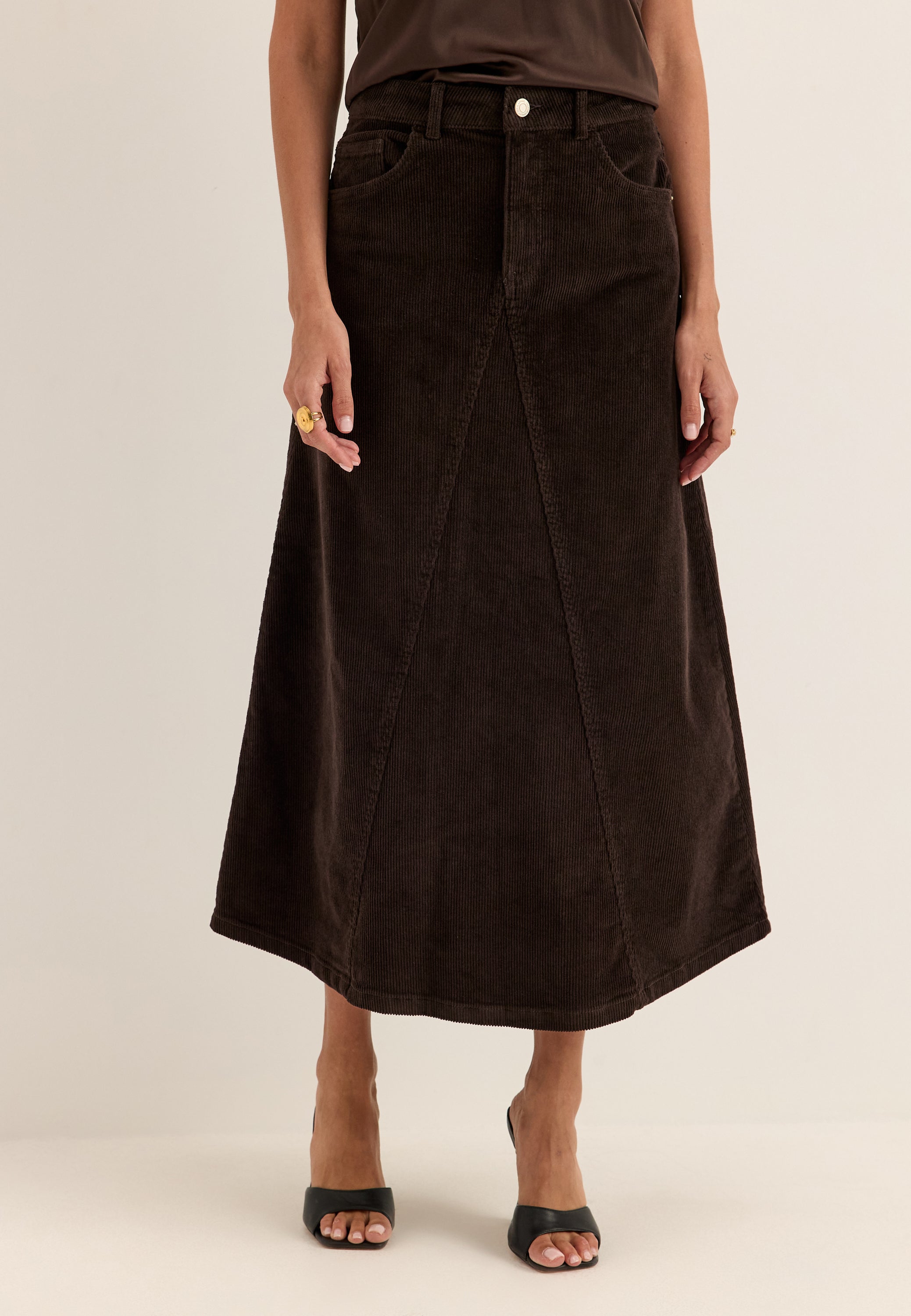 VERO MODA Vmgina Hr Calf Cord Skirt