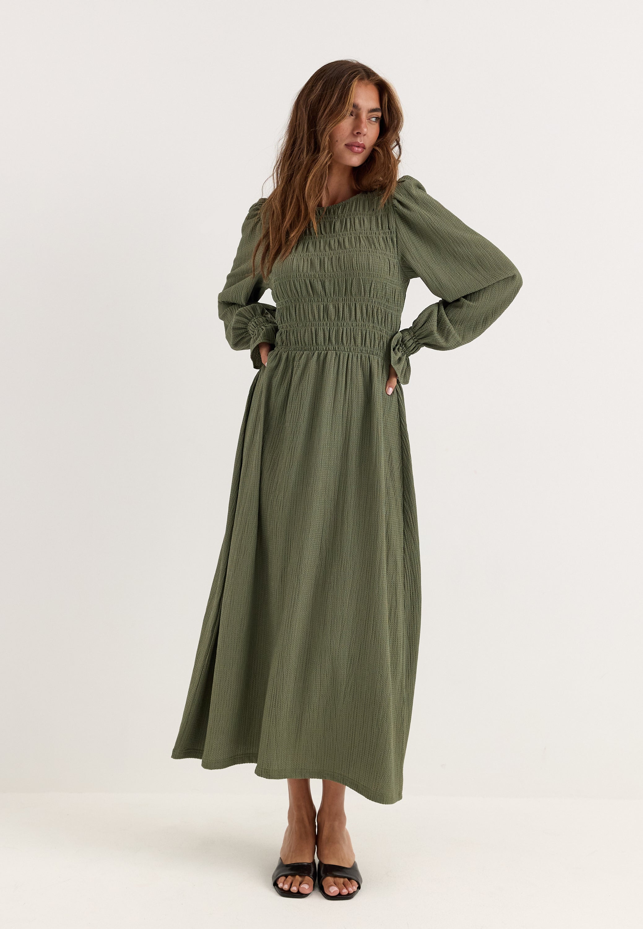 BUBBLEROOM Long Sleeve Smock Dress