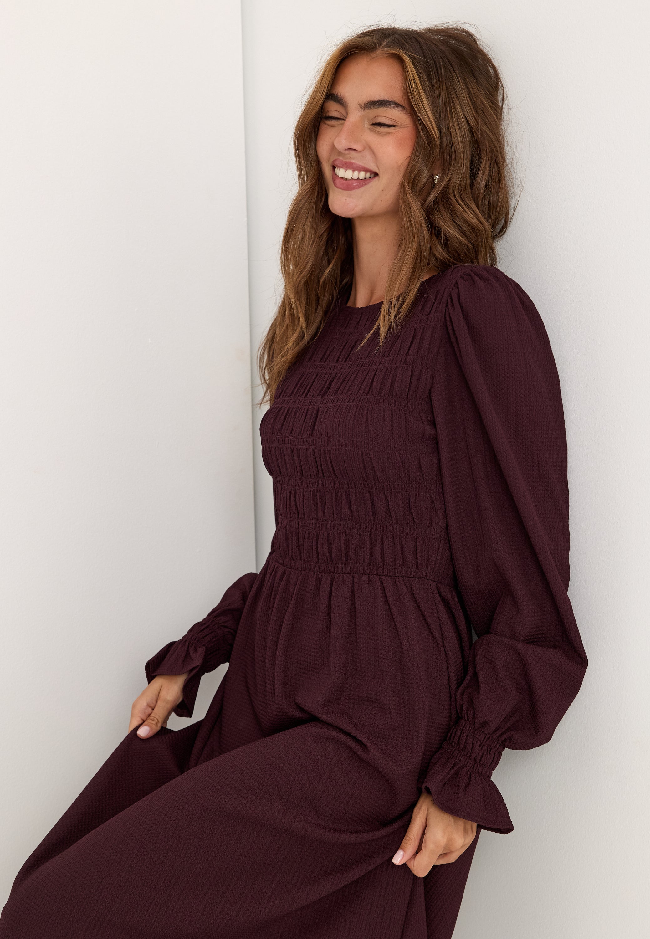 BUBBLEROOM Long Sleeve Smock Dress